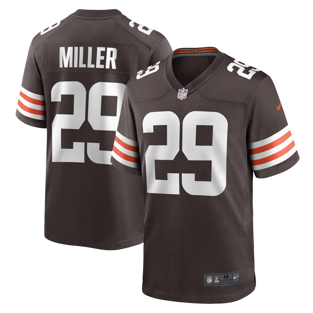 Men s Nike Herb Miller Brown Cleveland Browns Game Player Jersey