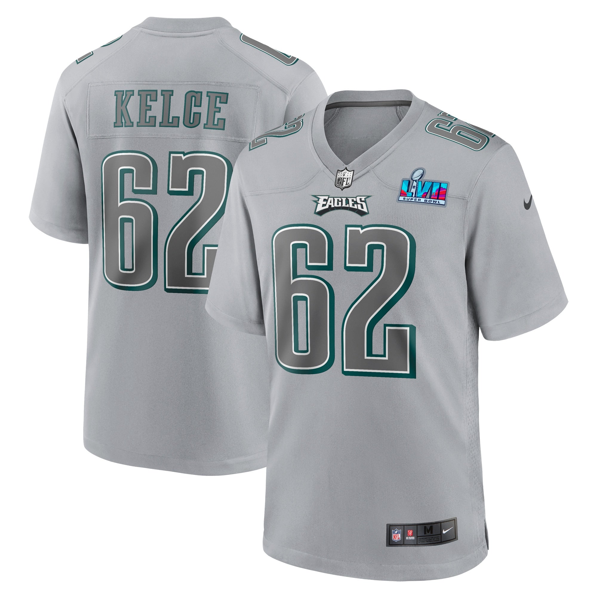 Jason Kelce Philadelphia Eagles Nike Youth Super Bowl LVII Patch Atmosphere Fashion Game Jersey   Gray