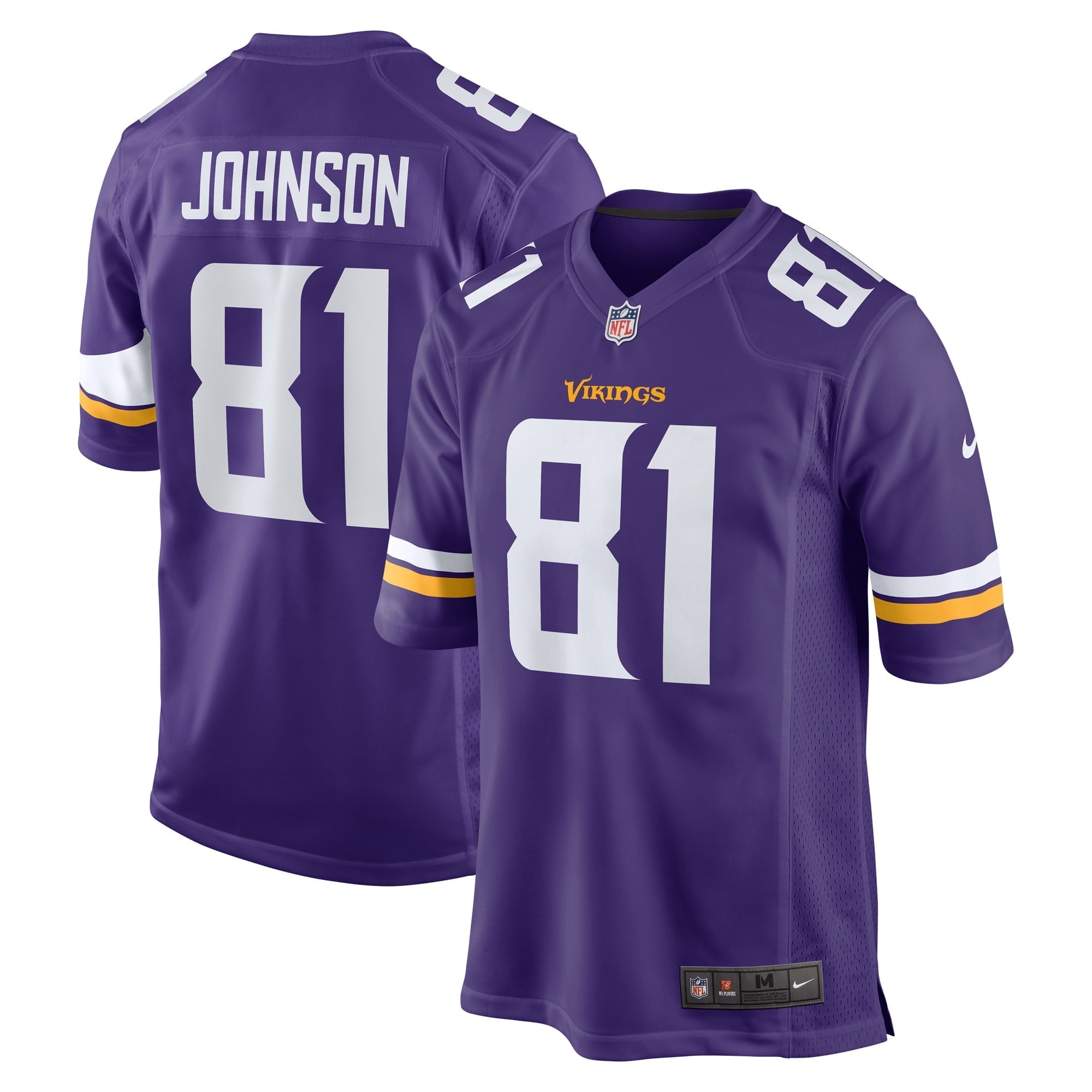 Men s Nike Bisi Johnson Purple Minnesota Vikings Game Jersey