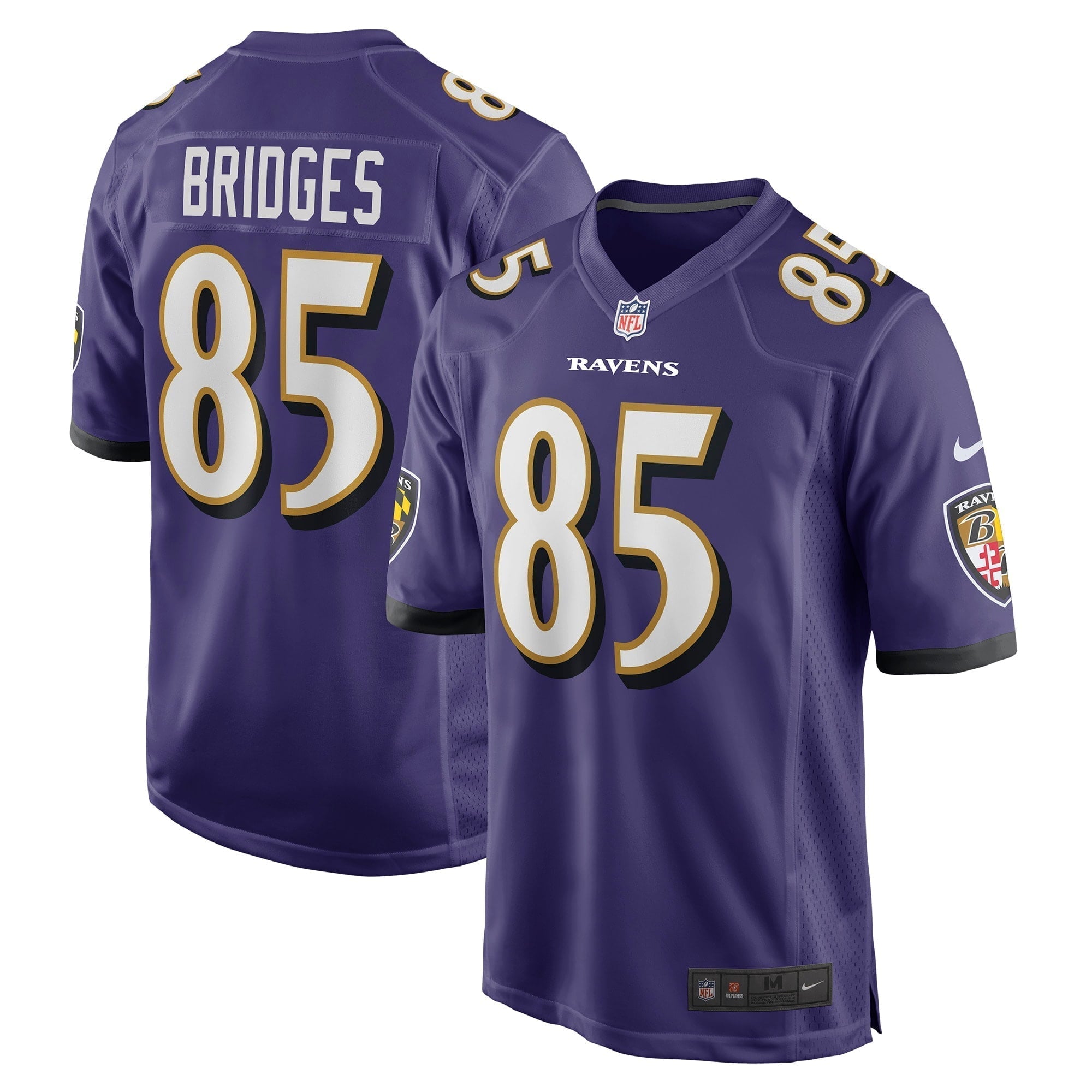Men s Nike Shemar Bridges Purple Baltimore Ravens Player Game Jersey