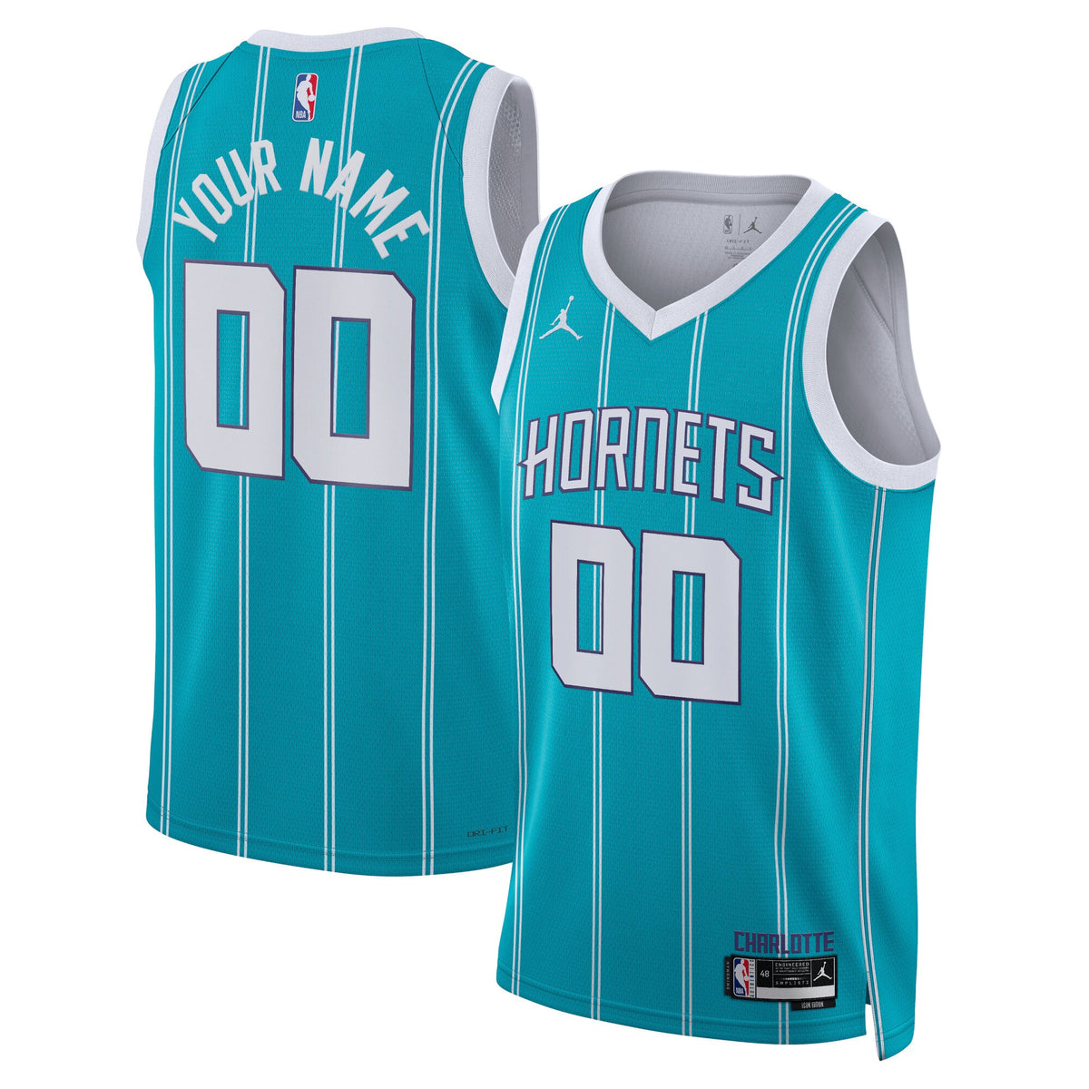 Charlotte Hornets Jordans Brand Unisex Swingman Custom Jersey Teal - Icon Edition