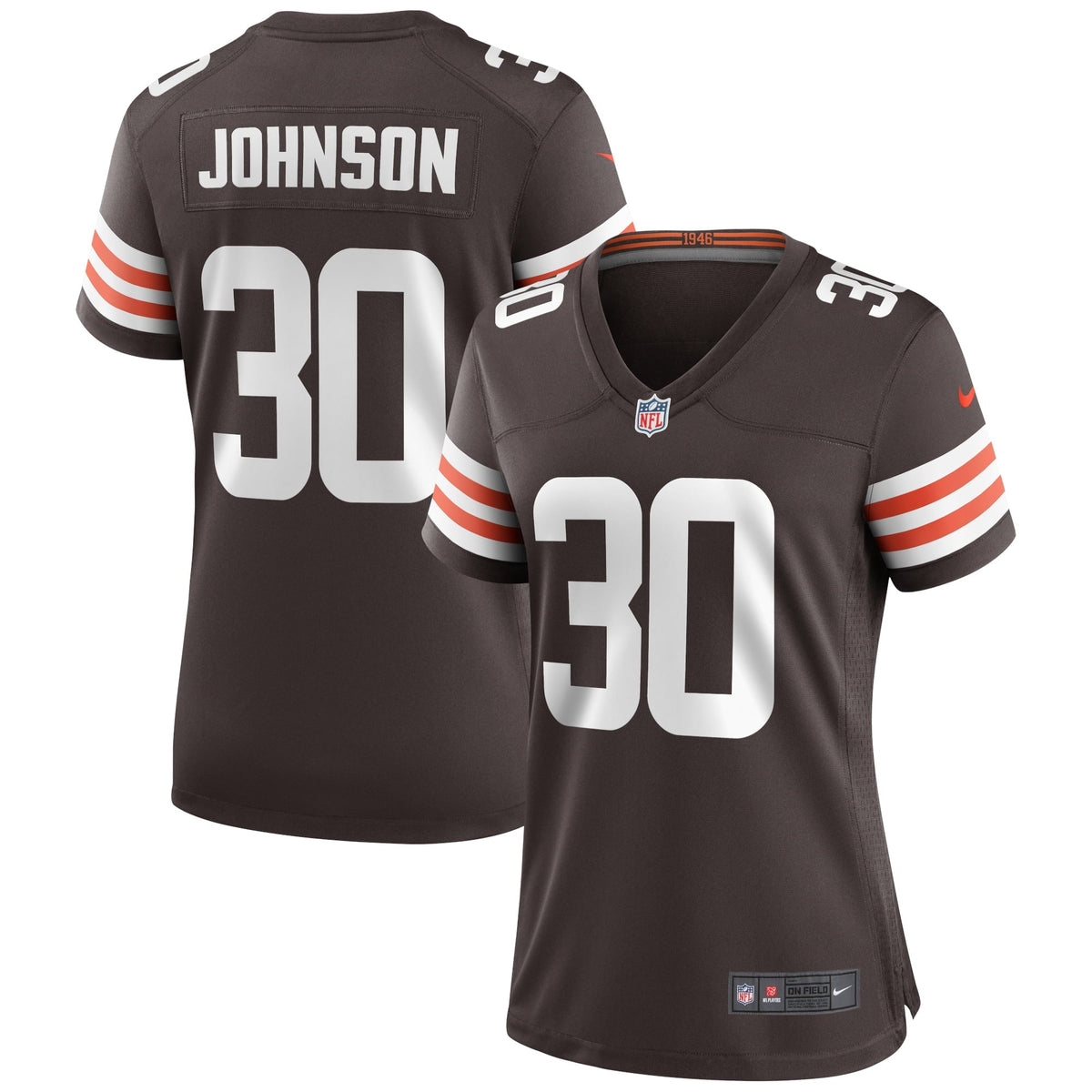 Women s Nike D Ernest Johnson Brown Cleveland Browns Game Jersey