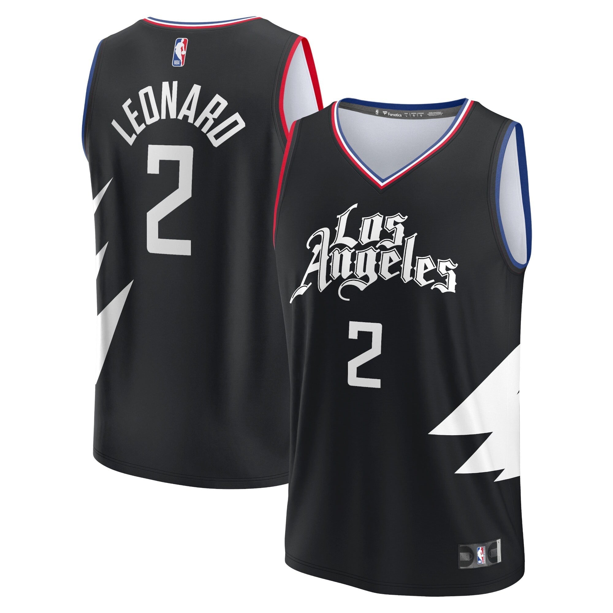 Youth Fanatics Branded Kawhi Leonard Black LA Clippers 2021/22 Fast Break Player Jersey - Statement Edition