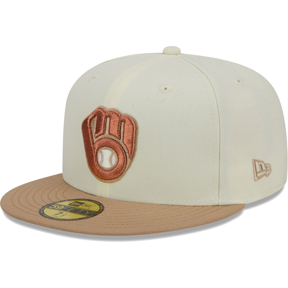 Milwaukee Brewers New Era Chrome Camel Rust Undervisor 59FIFTY Fitted Hat - Cream