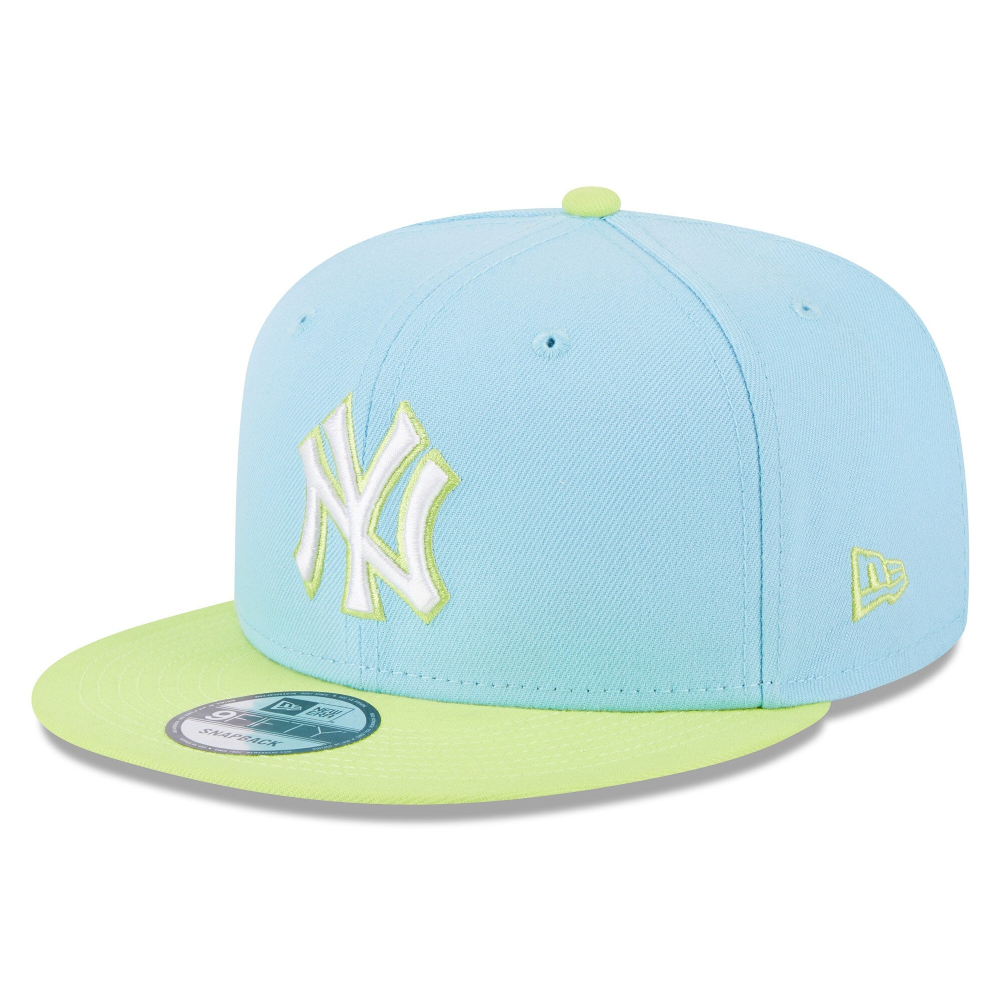 New York Yankees New Era Spring Basic Two-Tone 9FIFTY Snapback Hat - Light Blue/Neon Green
