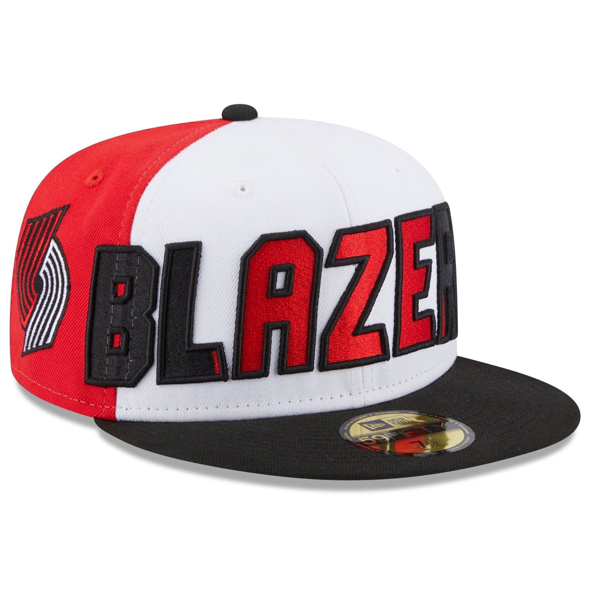 Portland Trail Blazers New Era Back Half 59FIFTY Fitted Hat - White/Black