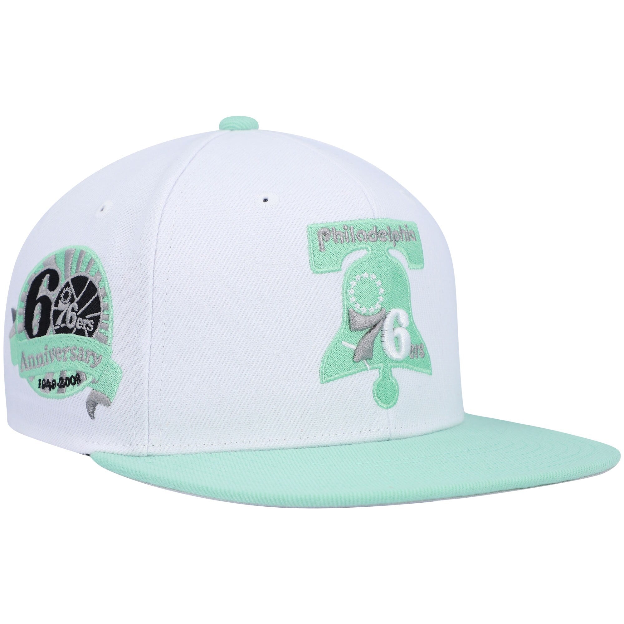 Philadelphia 76ers Mitchell & Ness Hardwood Classics 60th Anniversary Pure Platinum Snapback Hat - White