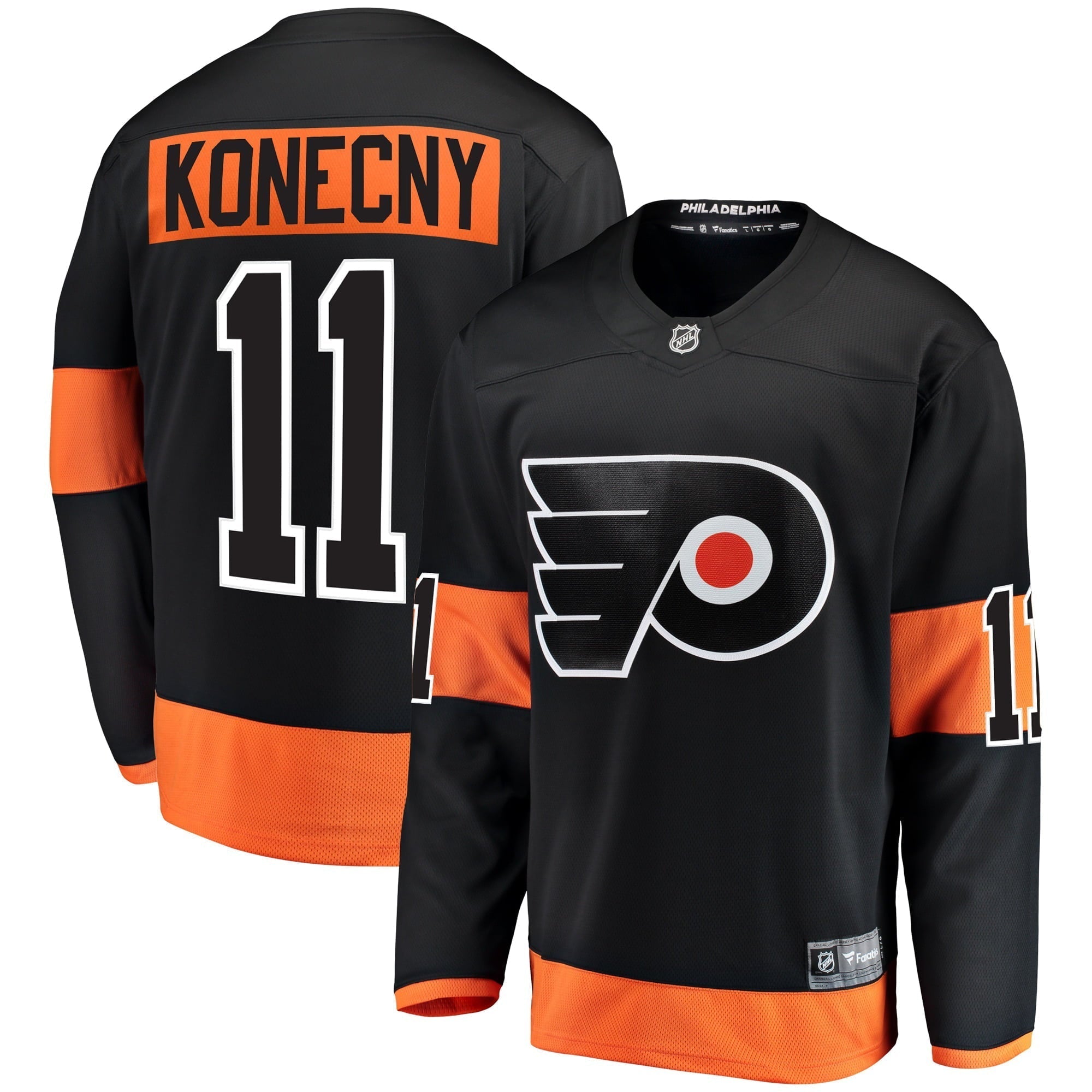 Men's Fanatics Branded Travis Konecny Black Philadelphia Flyers Alternate Breakaway Player Jersey