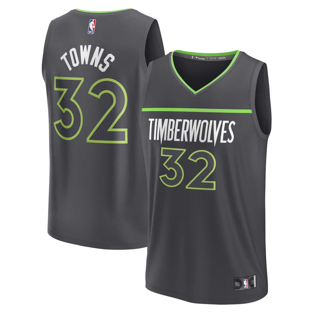 Karl-Anthony Towns Minnesota Timberwolves Fanatics Branded Fast Break Replica Player Jersey - Statement Edition - Anthracite