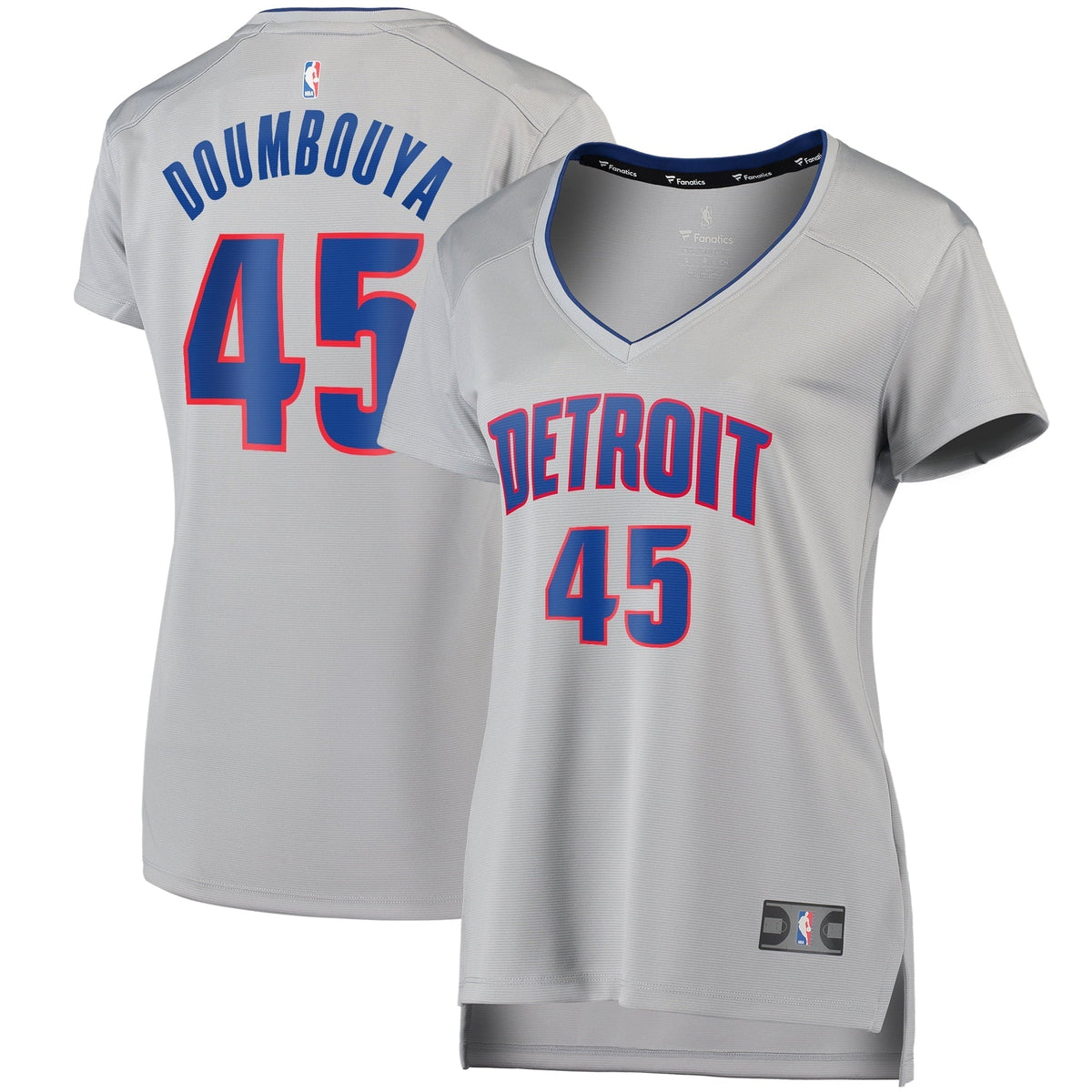 Women's Fanatics Branded Sekou Doumbouya Silver Detroit Pistons Fast Break Replica Jersey - Statement Edition