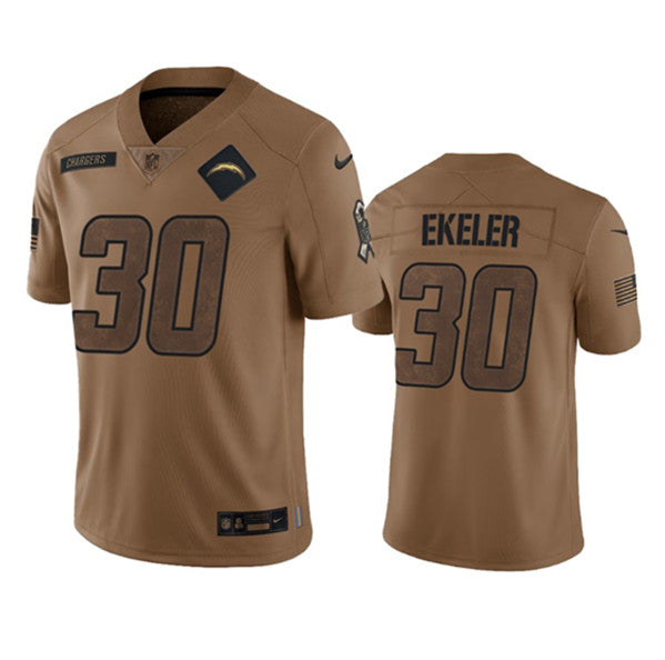 Men s Los Angeles Chargers  Austin Ekeler 2023 Brown Salute To Service Limited Stitched Jersey
