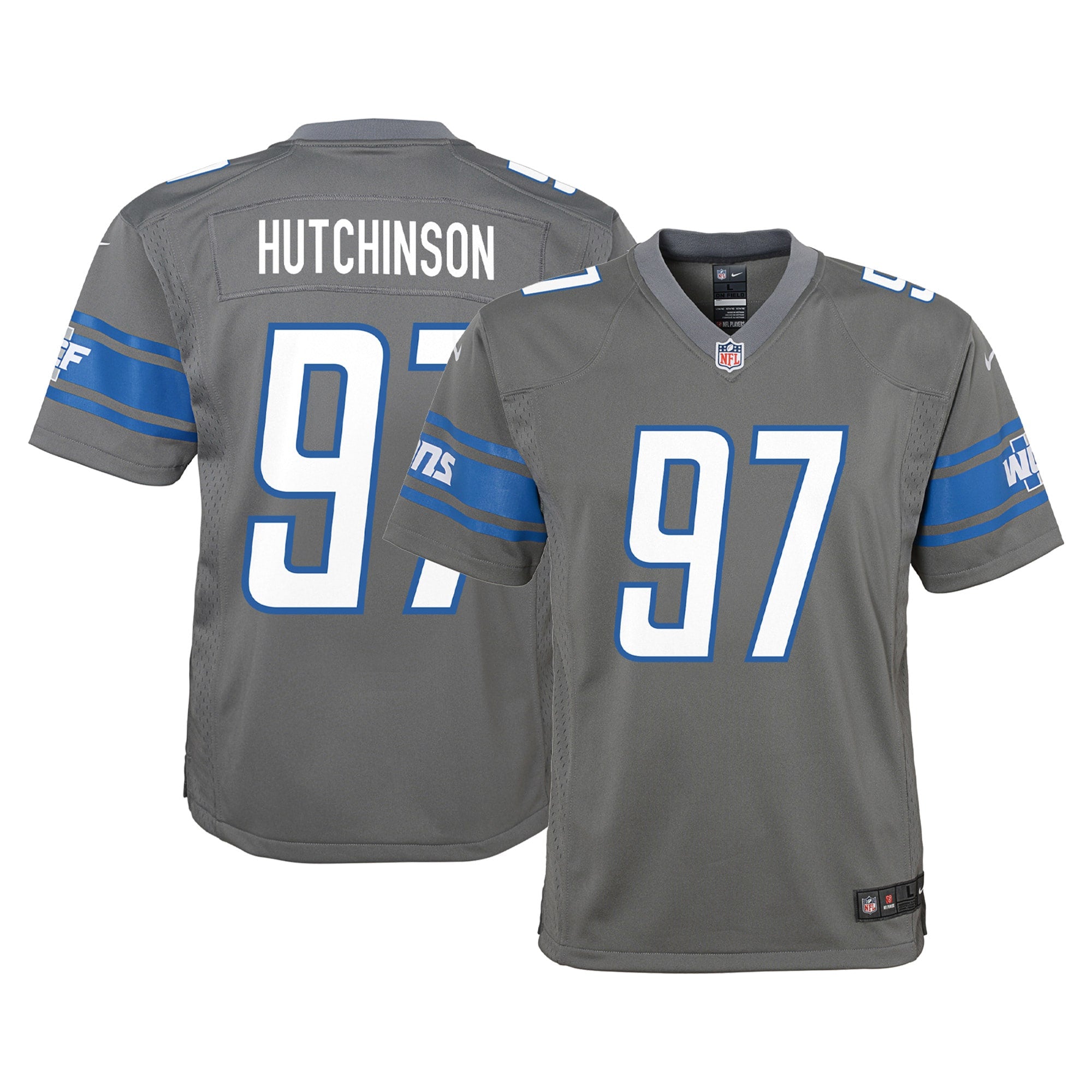 Aidan Hutchinson Detroit Lions Nike Youth Game Jersey   Steel