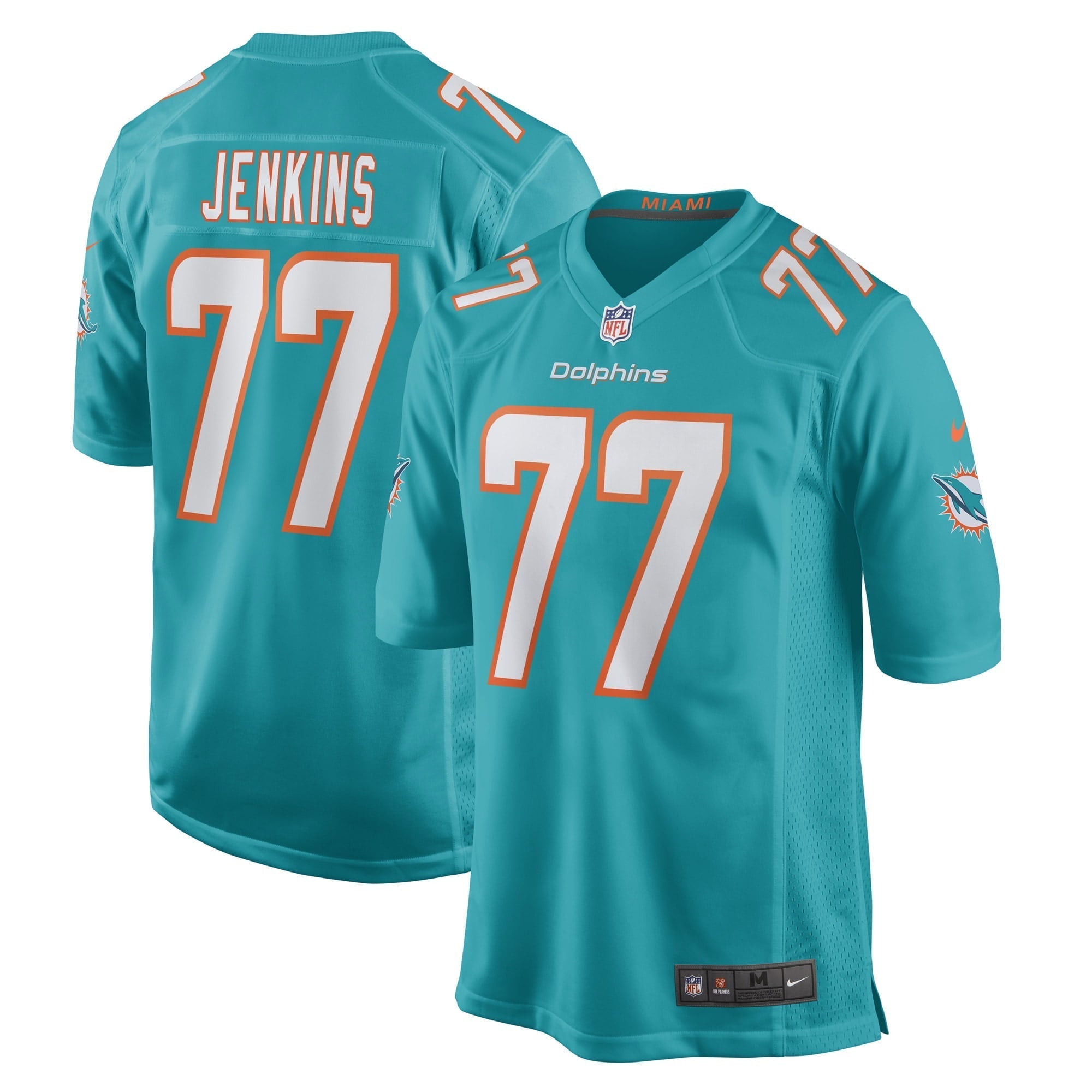 Men s Nike John Jenkins Aqua Miami Dolphins Game Player Jersey