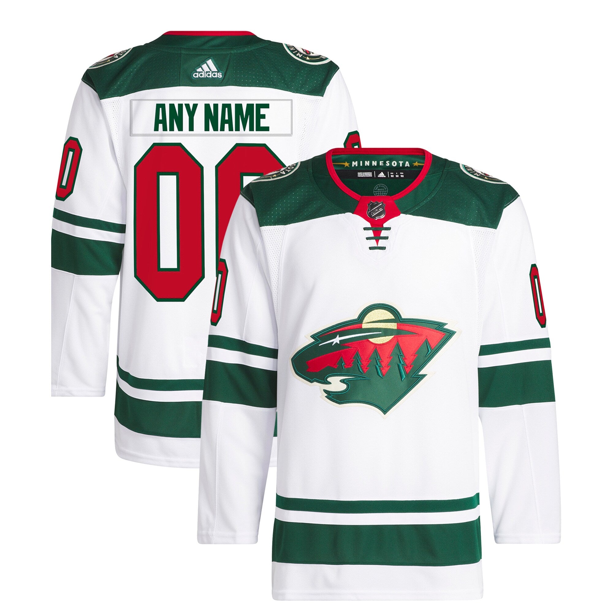 Minnesota Wild adidas Away Custom Primegreen Authentic Pro Jersey White