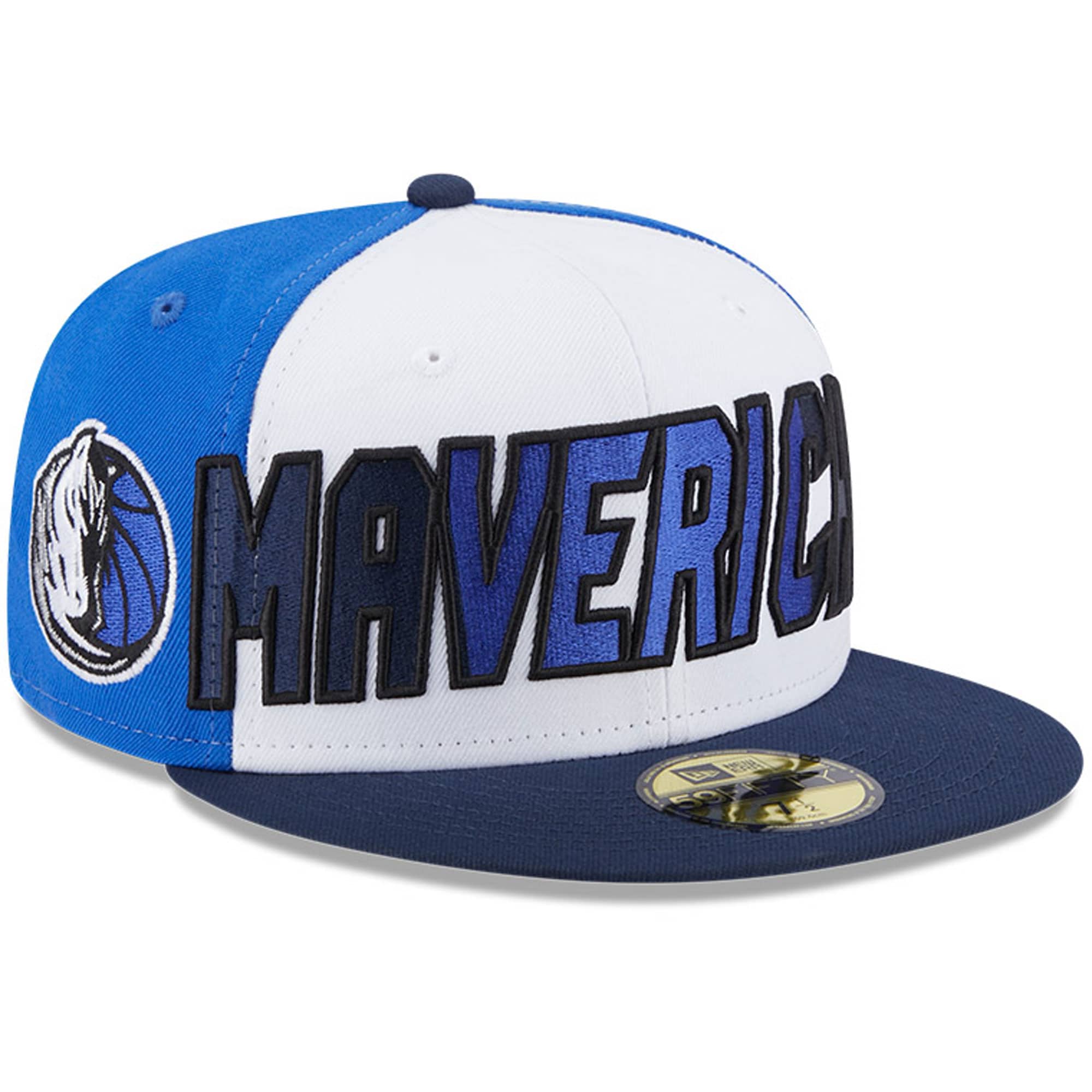 Dallas Mavericks New Era Back Half 9FIFTY Fitted Hat - White/Navy