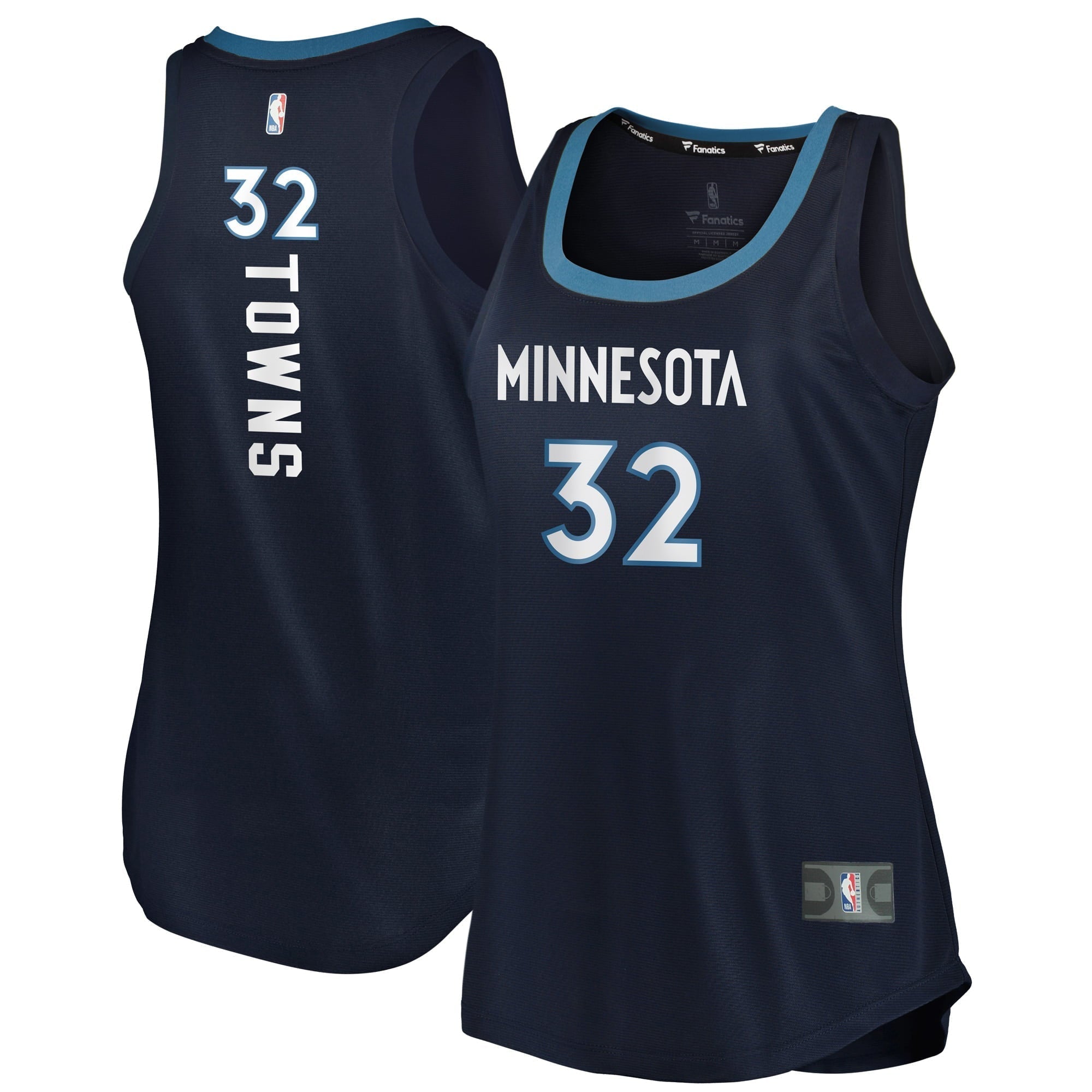 Women's Fanatics Branded Karl-Anthony Towns Navy Minnesota Timberwolves Fast Break Tank Jersey - Icon Edition