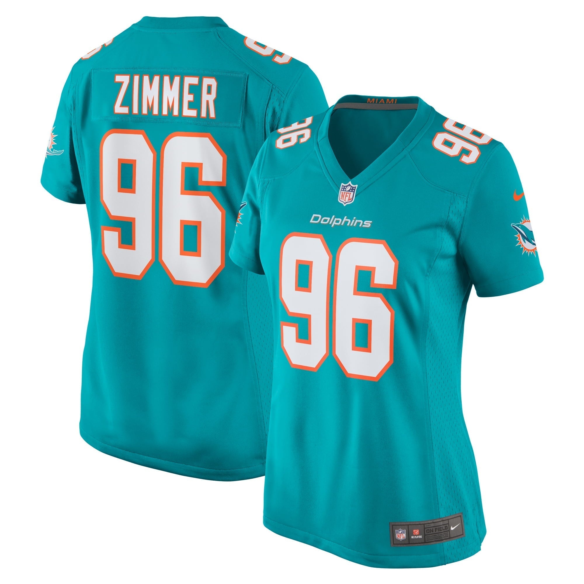 Women s Nike Justin Zimmer Aqua Miami Dolphins Home Game Player Jersey