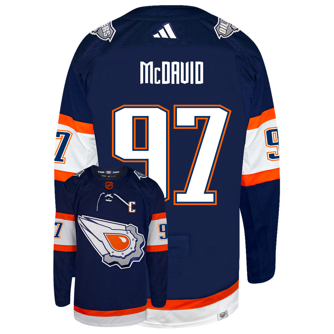 Connor McDavid Customizable Edmonton Oilers Adidas 2022 Primegreen Reverse Retro Authentic NHL Hockey Jersey