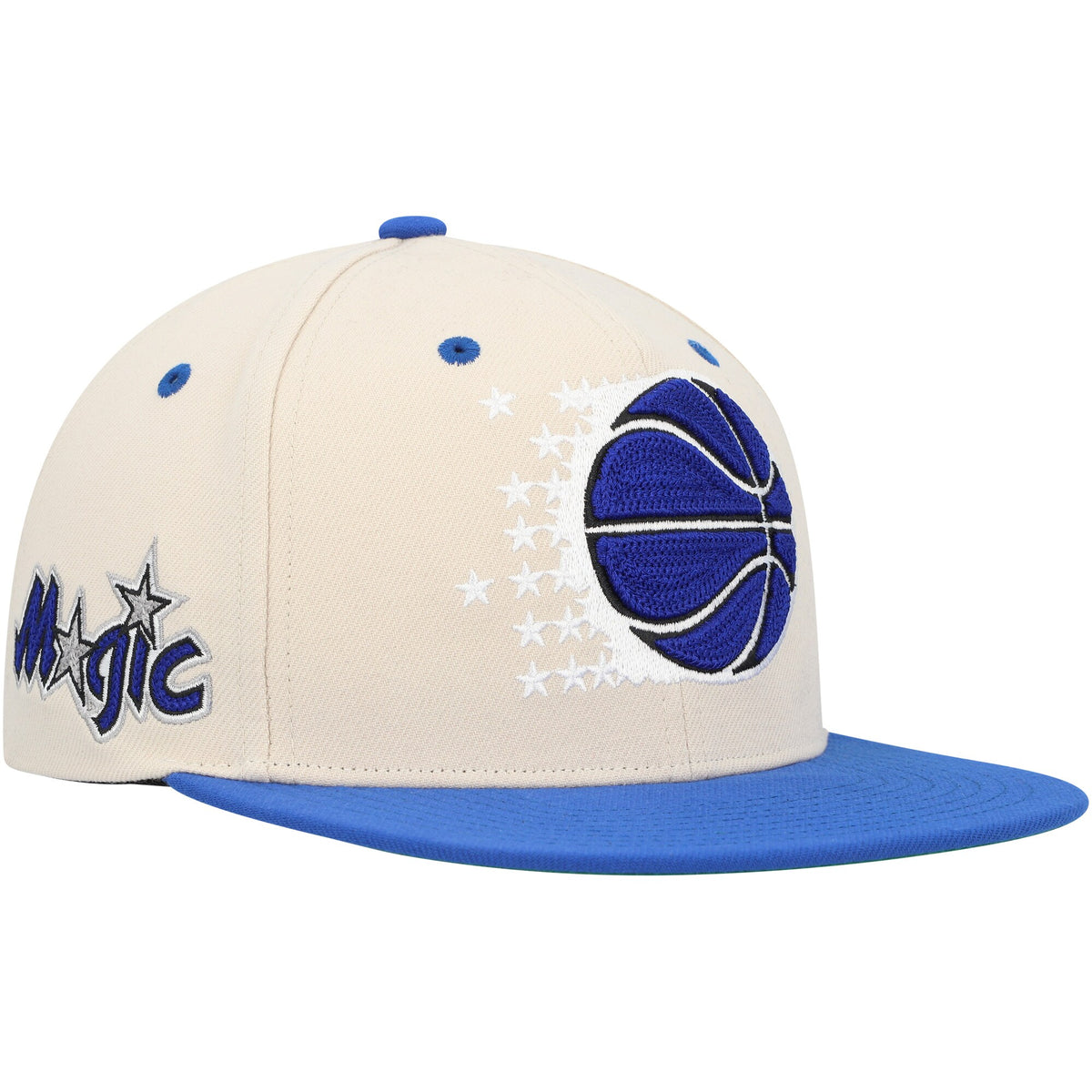 Orlando Magic Mitchell & Ness Hardwood Classics 2-Tone Chain-Stitch Snapback Hat - Cream/Blue