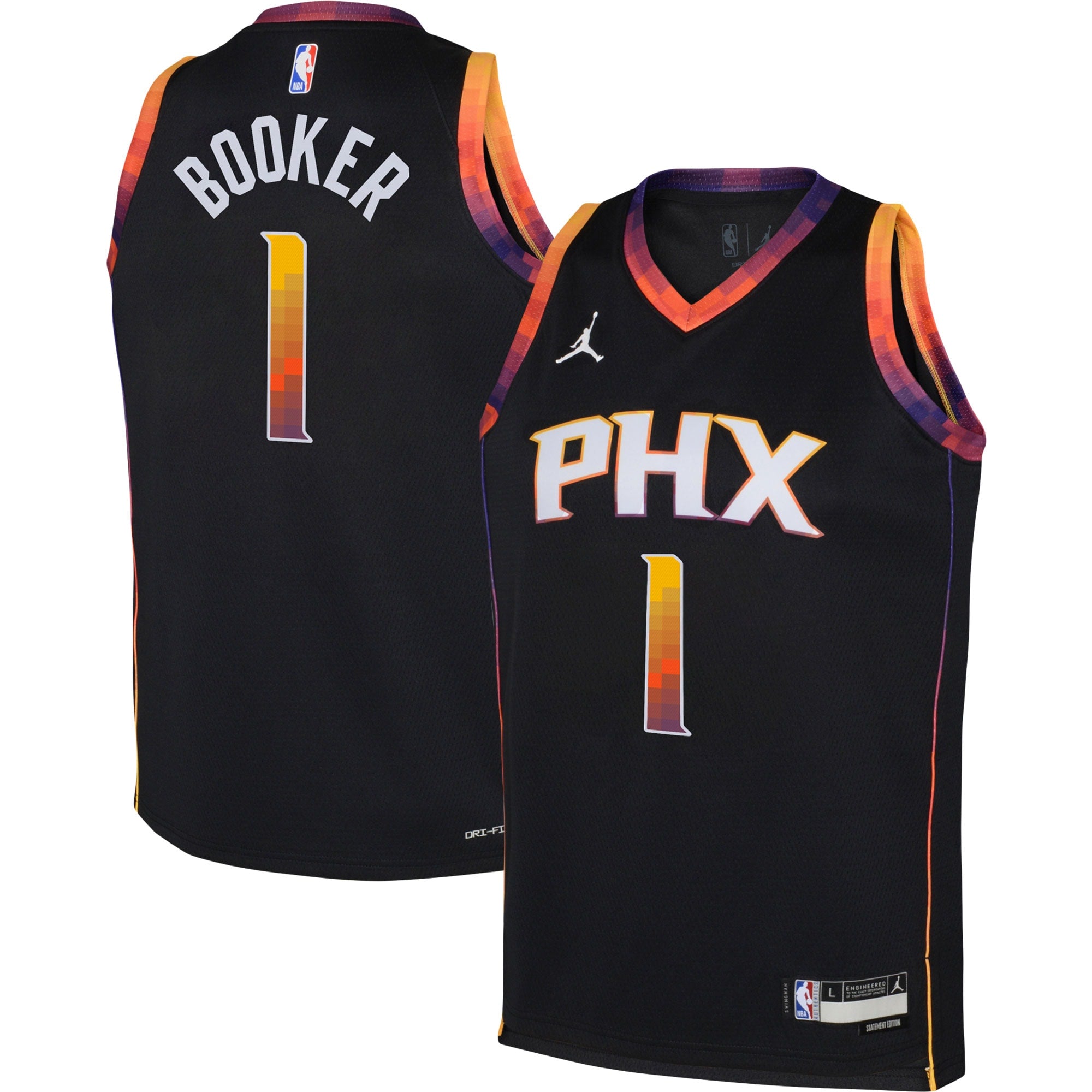 Devin Booker Phoenix Suns Jordans Brand Youth Swingman Jersey - Statement Edition - Black
