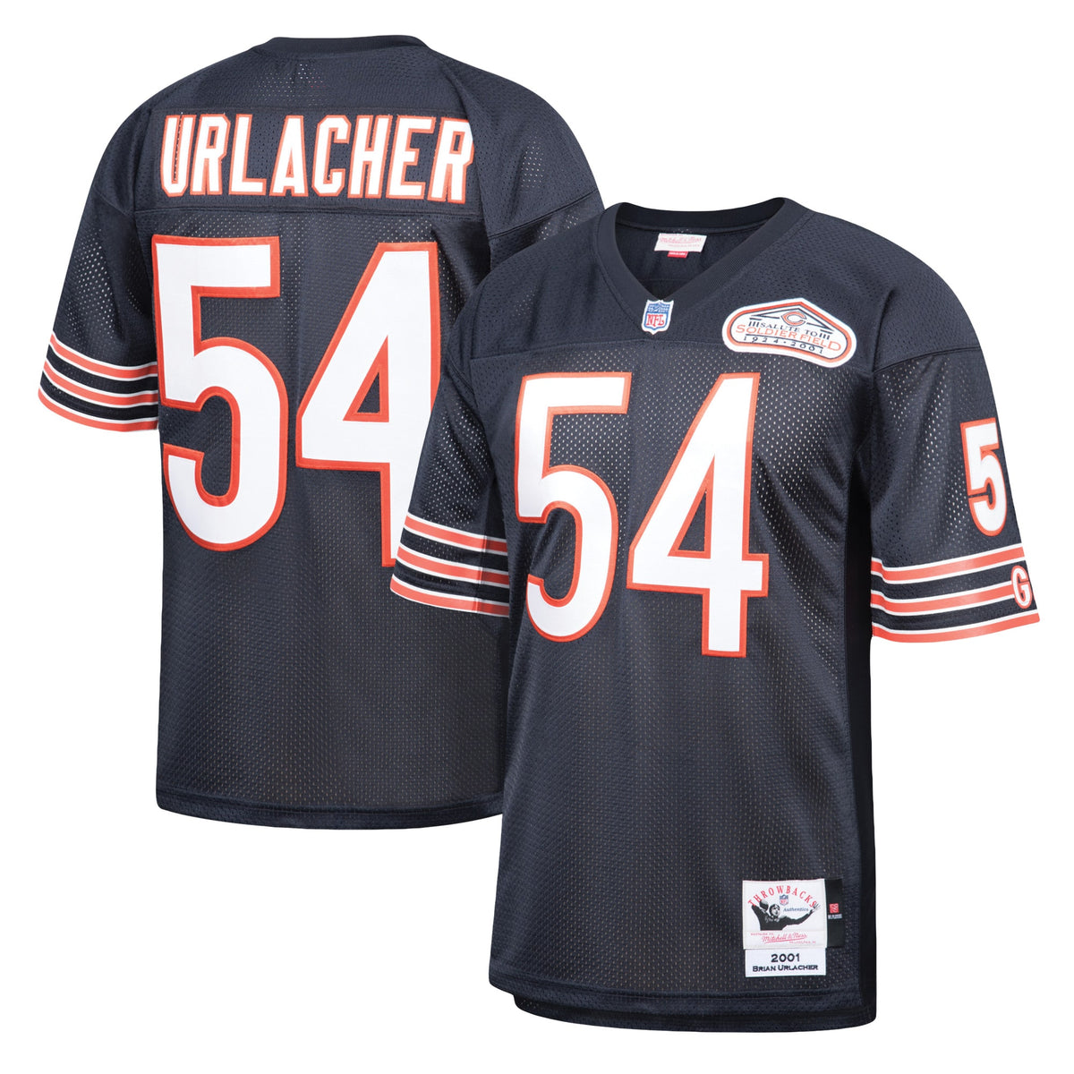 Brian Urlacher Chicago Bears Mitchell   Ness 2001 Authentic Throwback Retired Player Jersey   Navy