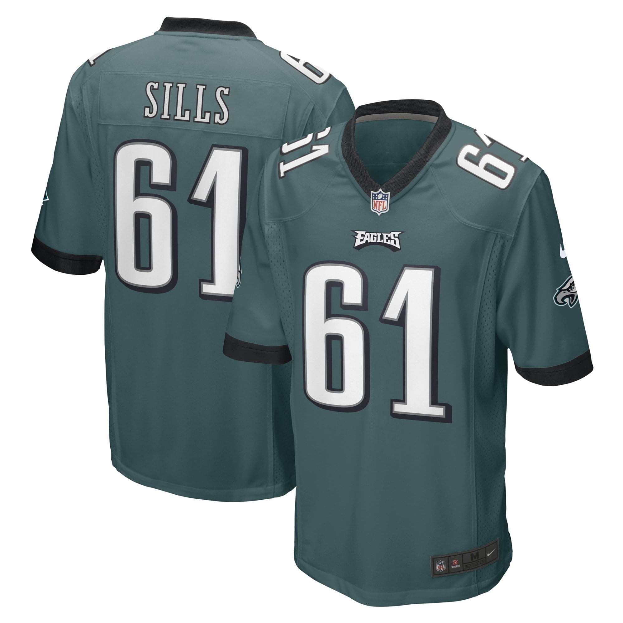 Men s Nike Josh Sills Midnight Green Philadelphia Eagles Game Player Jersey