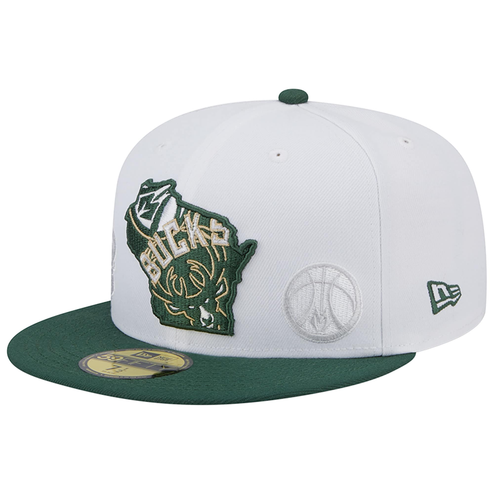 Milwaukee Bucks New Era State Pride 59FIFTY Fitted Hat - White/Hunter Green