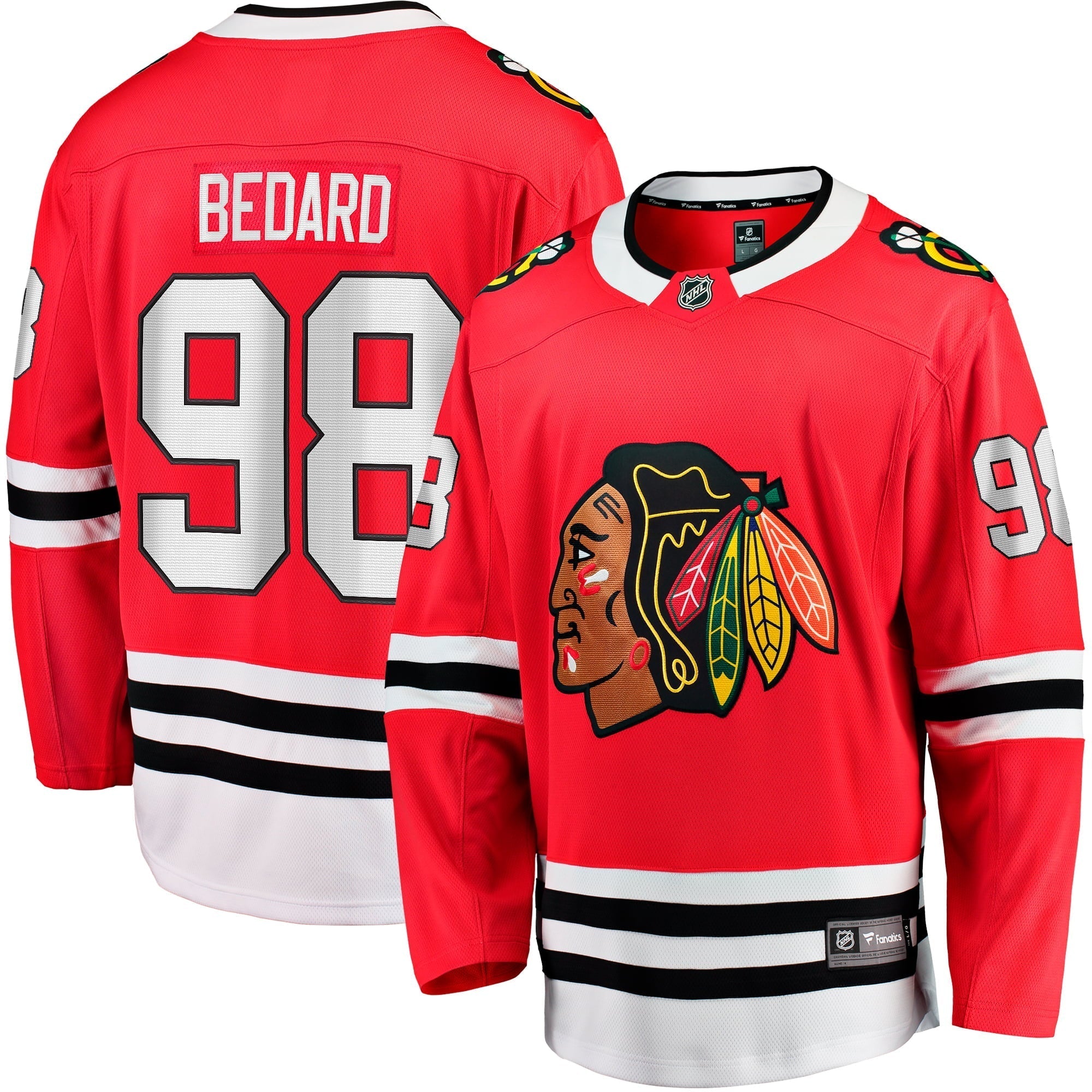 Men's Fanatics Branded Connor Bedard Red Chicago Blackhawks 2023 NHL Draft Home Breakaway Player Jersey