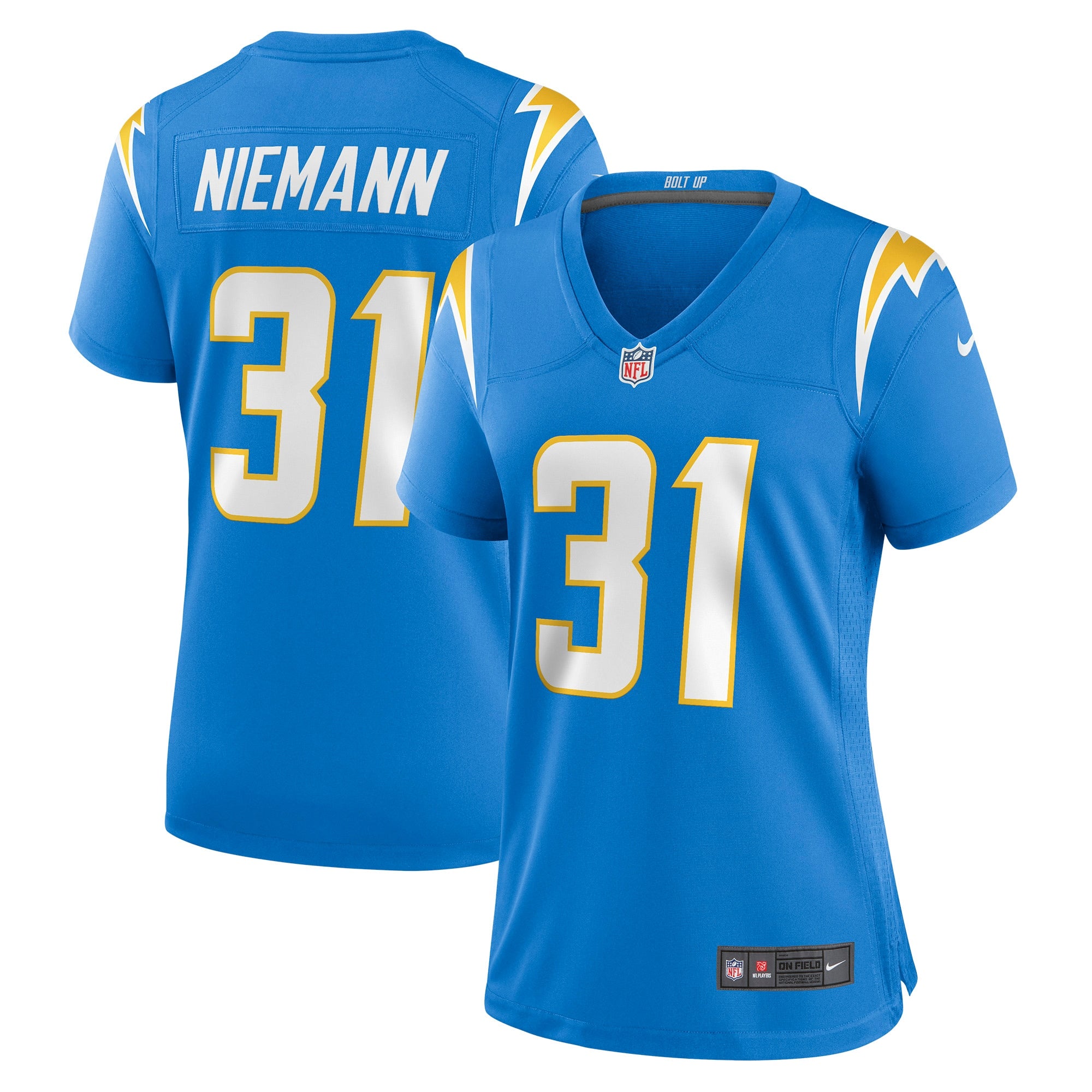 Nick Niemann Los Angeles Chargers Nike Women s Game Player Jersey   Powder Blue