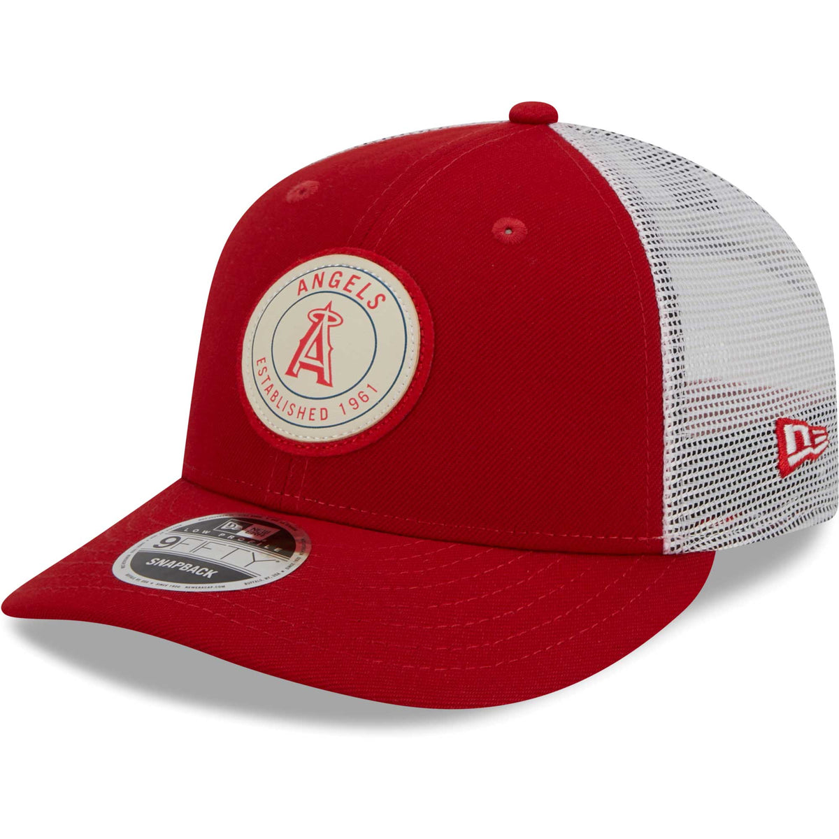 Los Angeles Angels New Era Circle Trucker Low Profile 9FIFTY Snapback Hat - Red