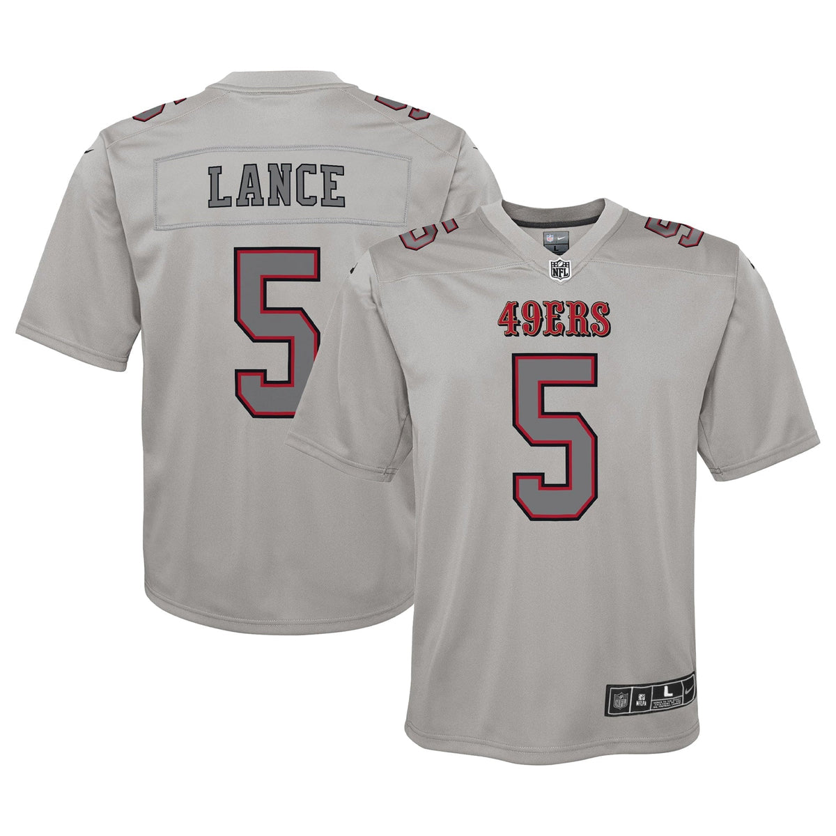 Youth Nike Trey Lance Gray San Francisco 49ers Atmosphere Game Jersey