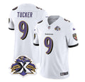 Men s Baltimore Ravens ustin Tucker White 2023 F.U.S.E With Patch Throwback Vapor Limited Stitched Jersey