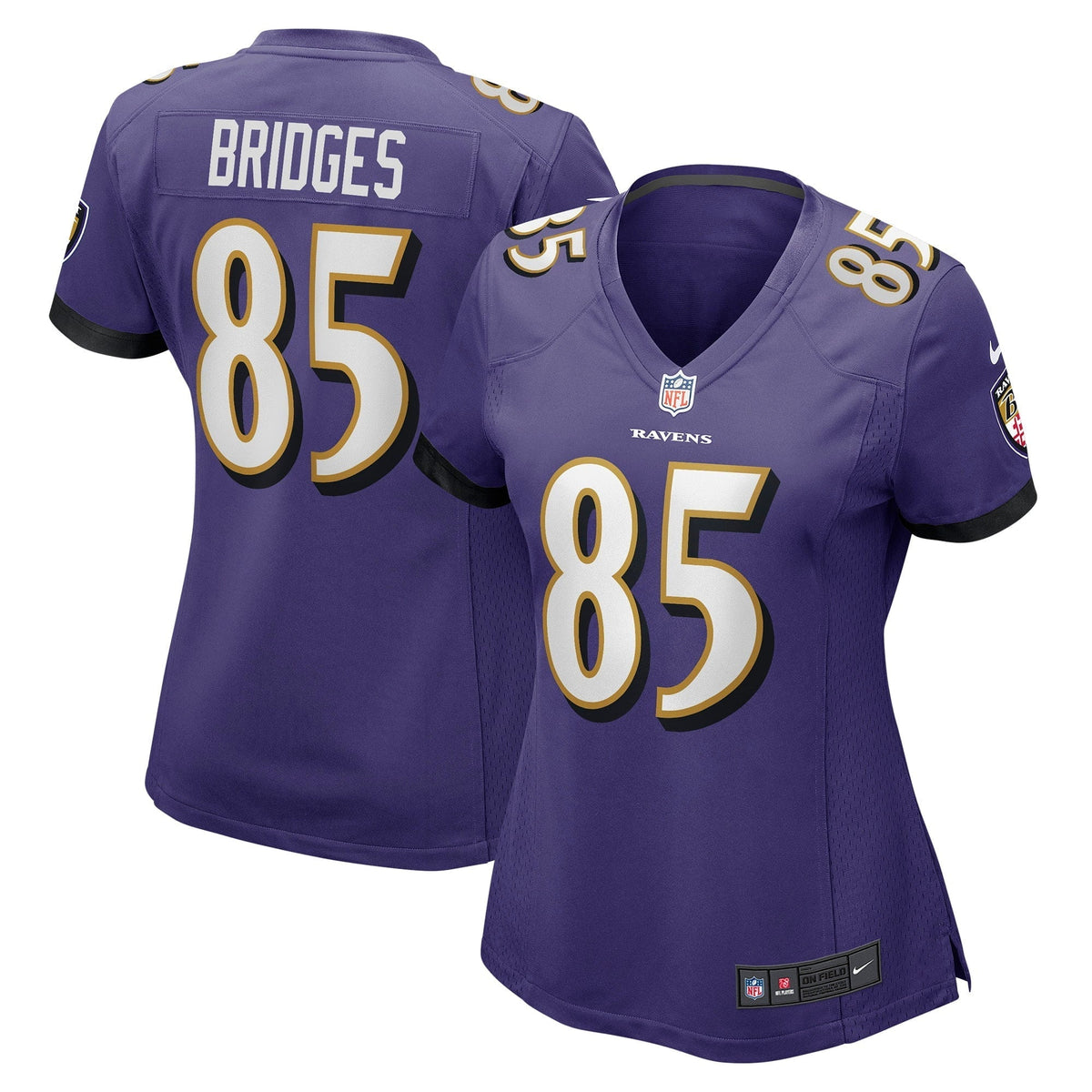 Women s Nike Shemar Bridges Purple Baltimore Ravens Player Game Jersey