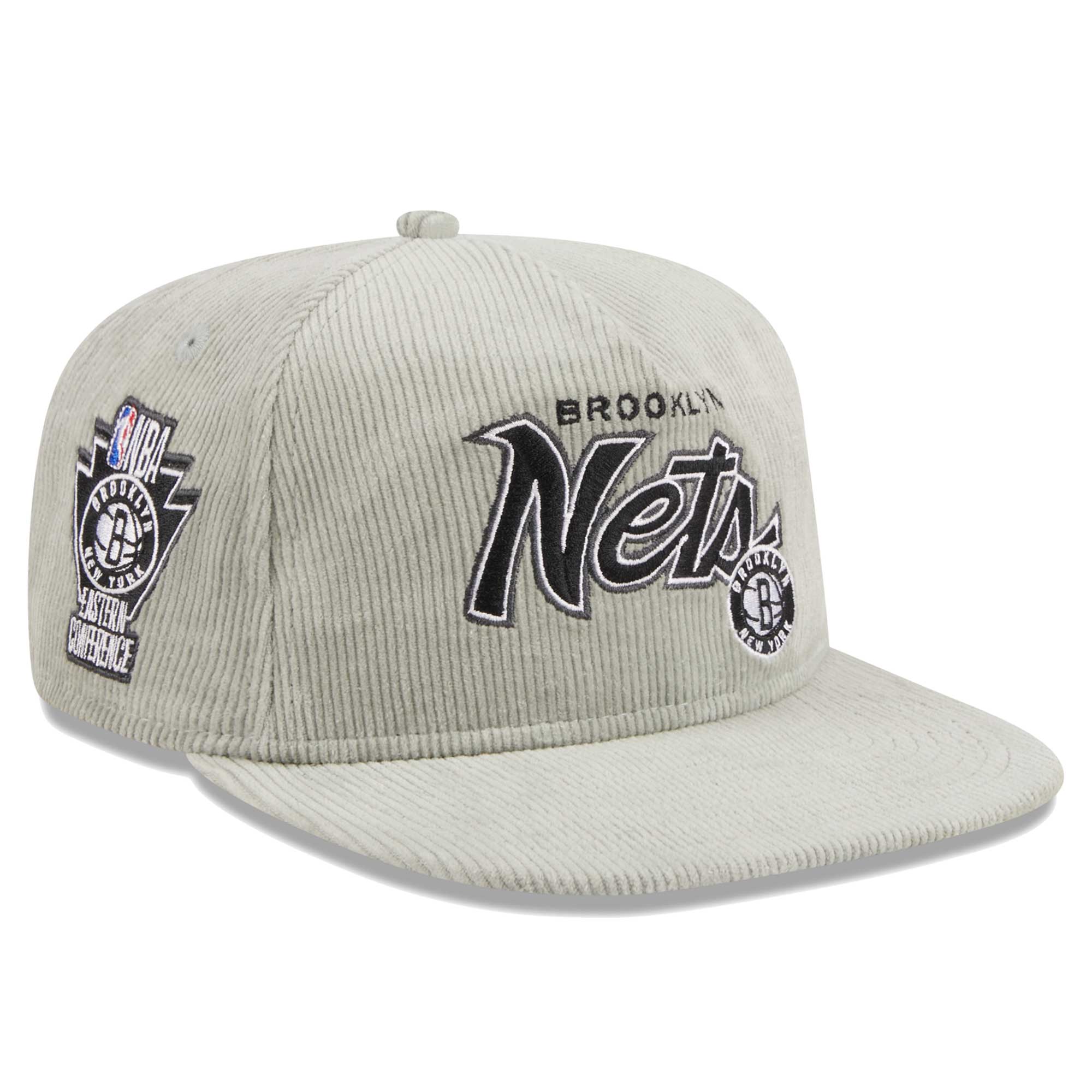 Brooklyn Nets New Era The Golfer Corduroy 9FIFTY Snapback Hat - Gray