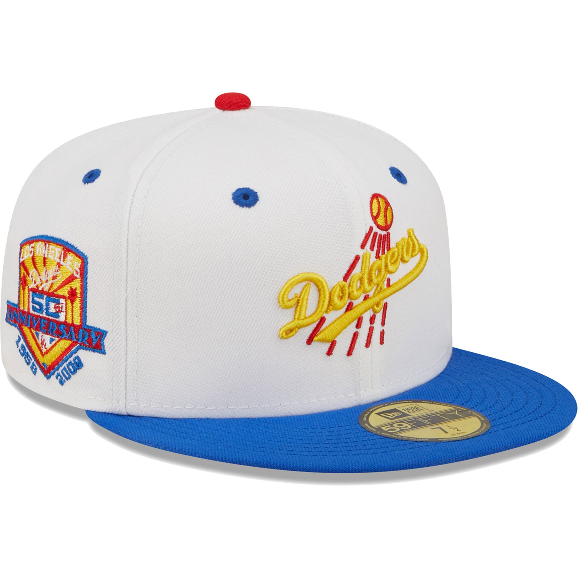 Los Angeles Dodgers New Era 50th Anniversary Cherry Lolli 59FIFTY Fitted Hat - White/Royal