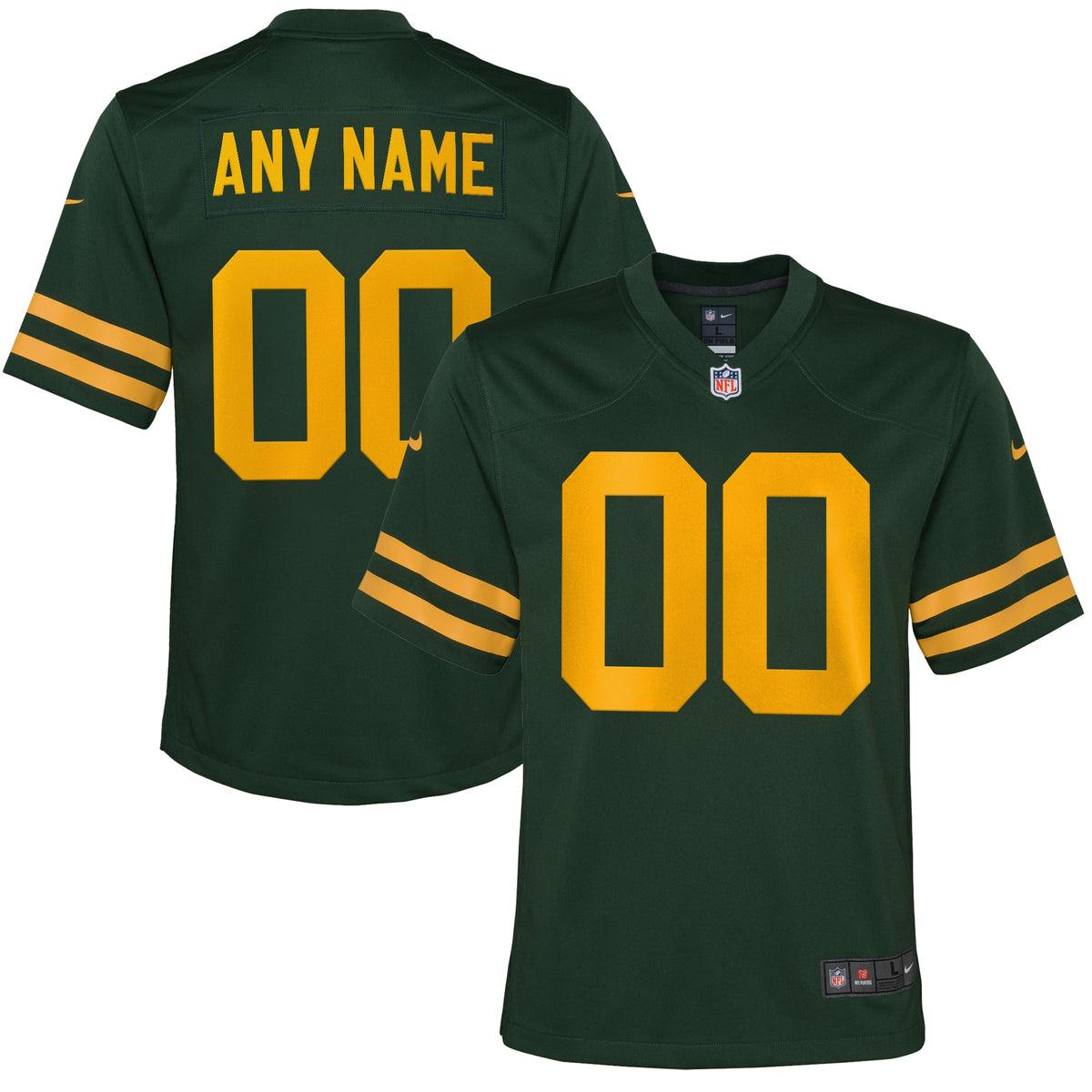 Green Bay Packers Nike Youth Alternate Custom Jersey   Green