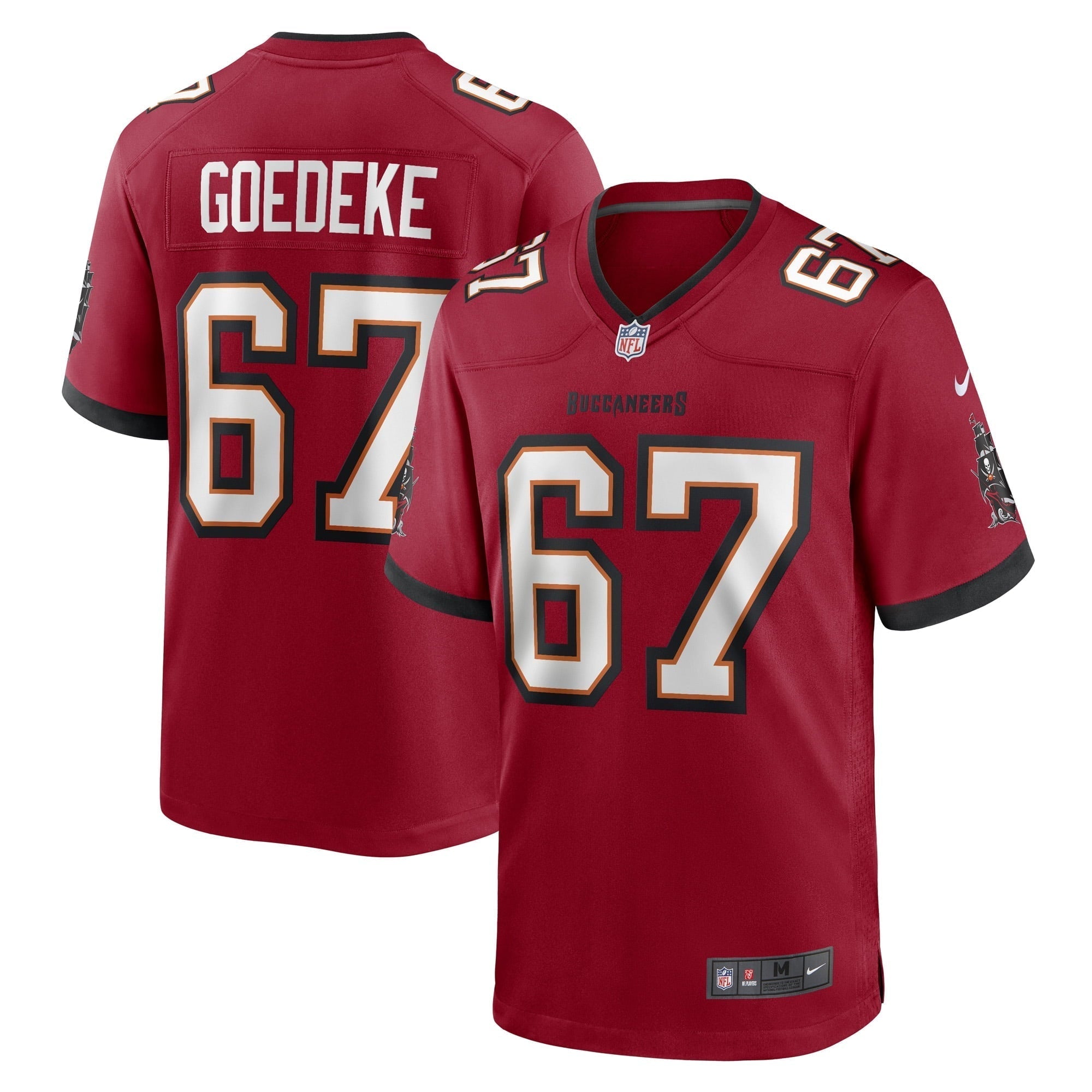 Men s Nike Luke Goedeke Red Tampa Bay Buccaneers Game Player Jersey