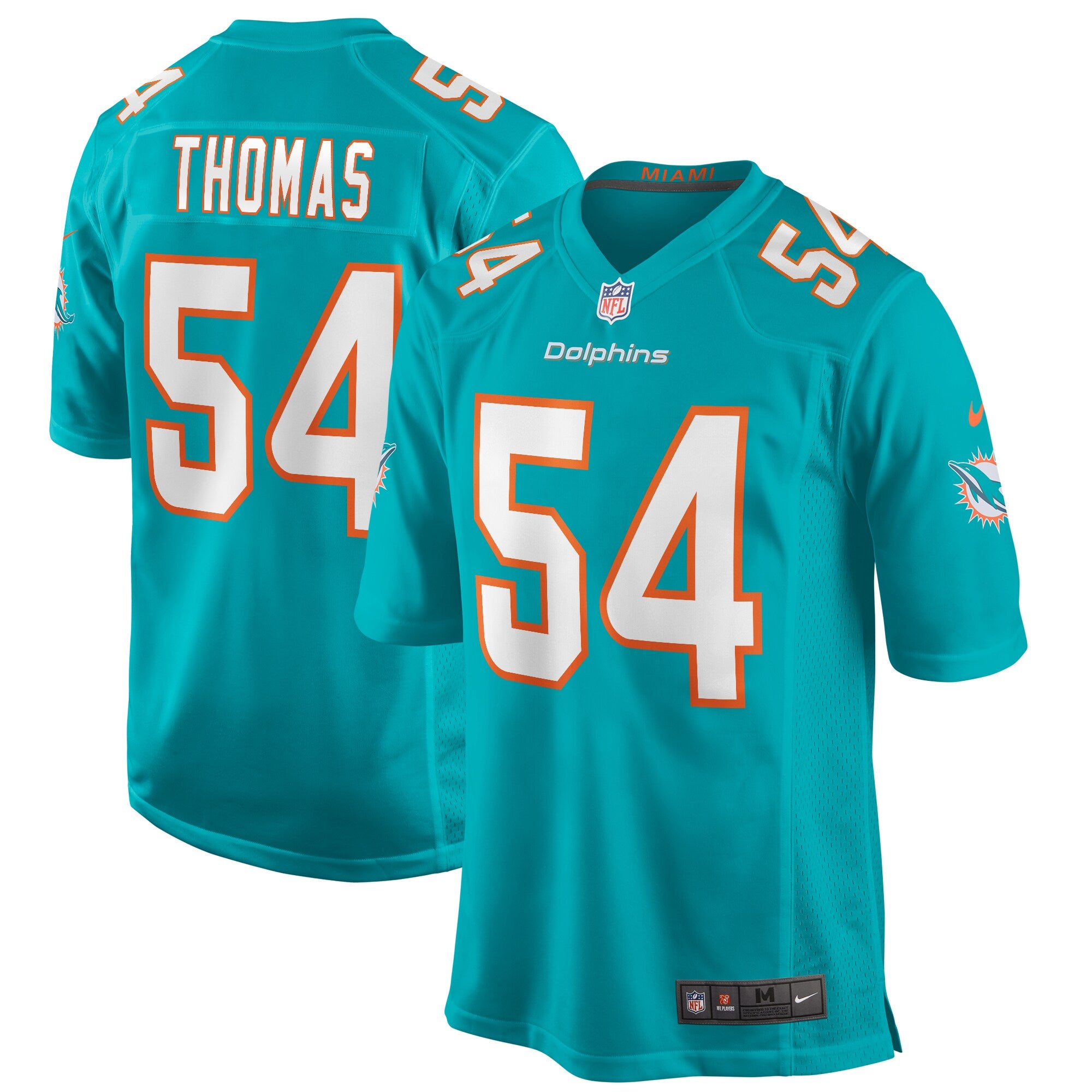 Zach Thomas Miami Dolphins Nike Game Retired Player Jersey   Aqua