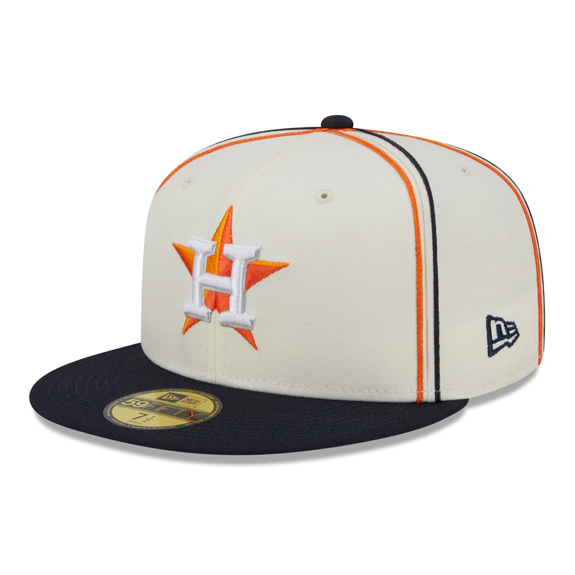 Houston Astros New Era Chrome Sutash 59FIFTY Fitted Hat - Cream/Navy