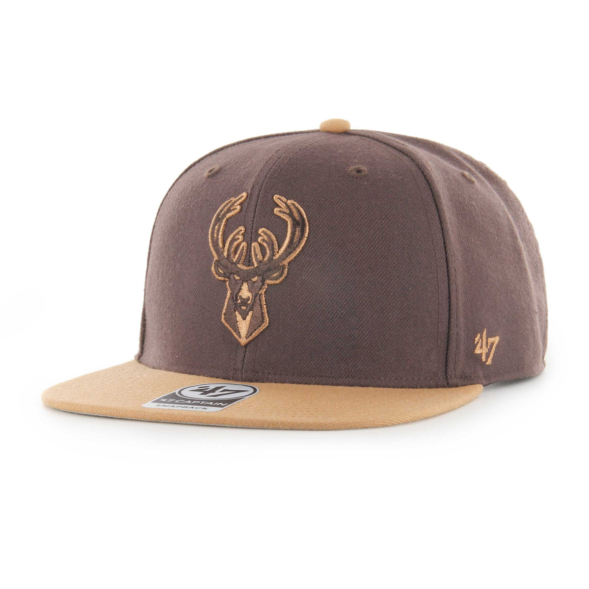 Milwaukee Bucks '47 No Shot Two-Tone Captain Snapback Hat - Brown