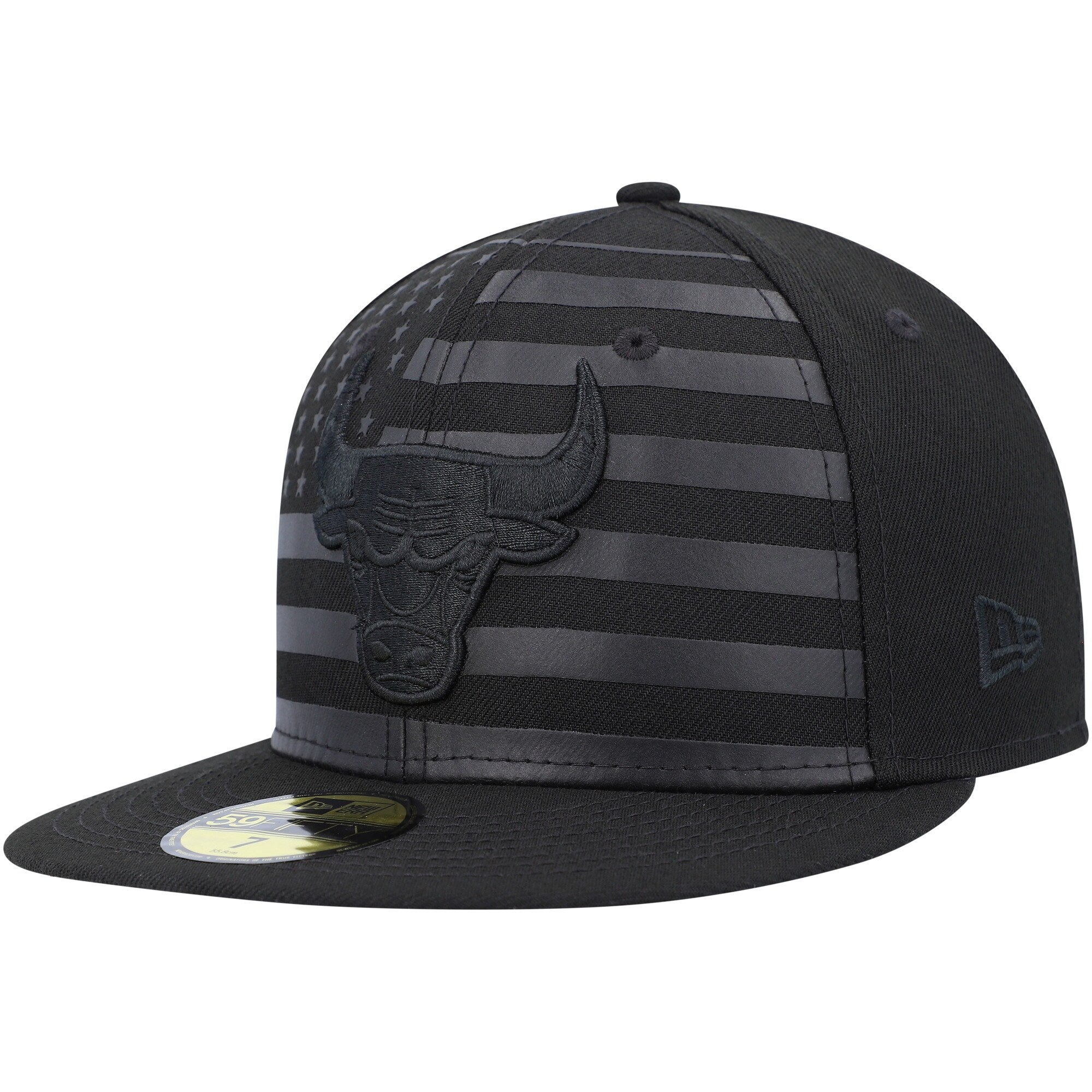 Chicago Bulls New Era Black on Black Tonal Flag 59FIFTY Fitted Hat