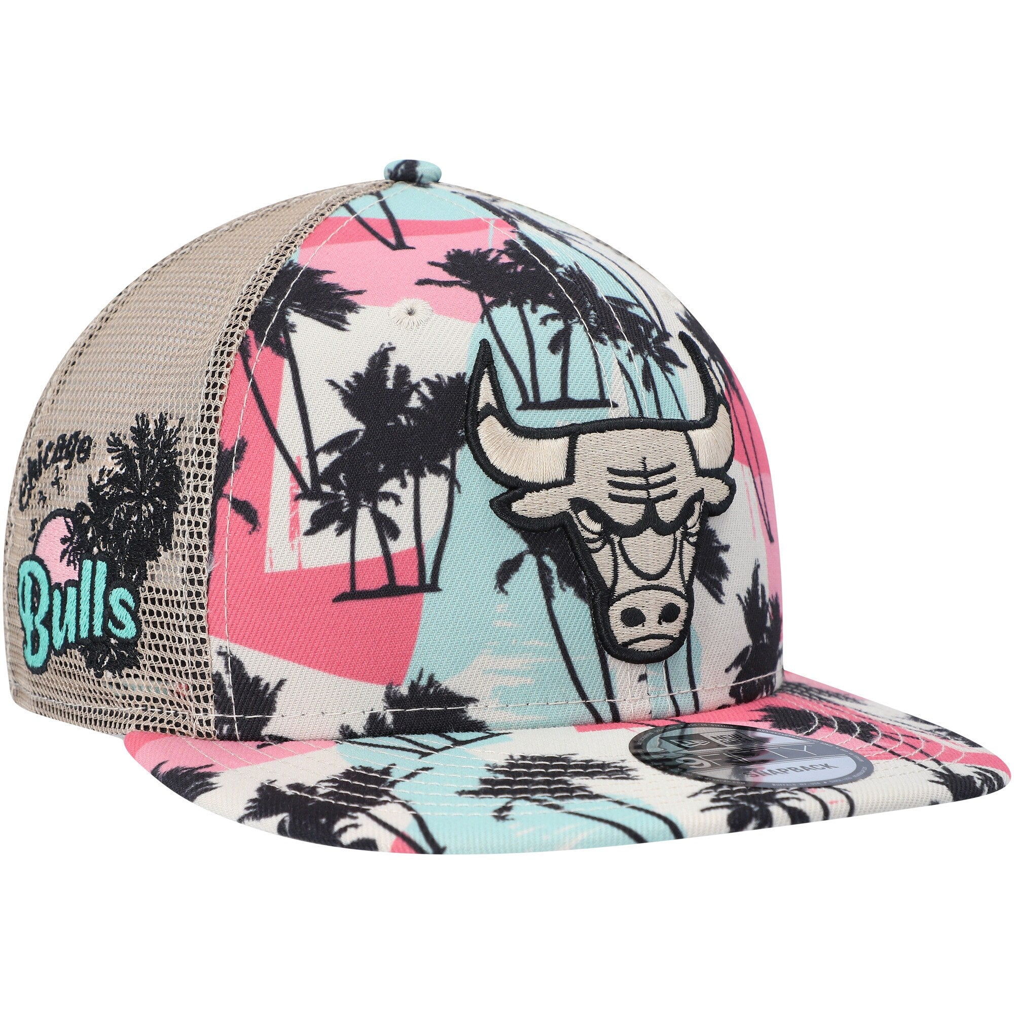 Chicago Bulls New Era Palm Trees 9FIFTY Trucker Snapback Hat - Cream