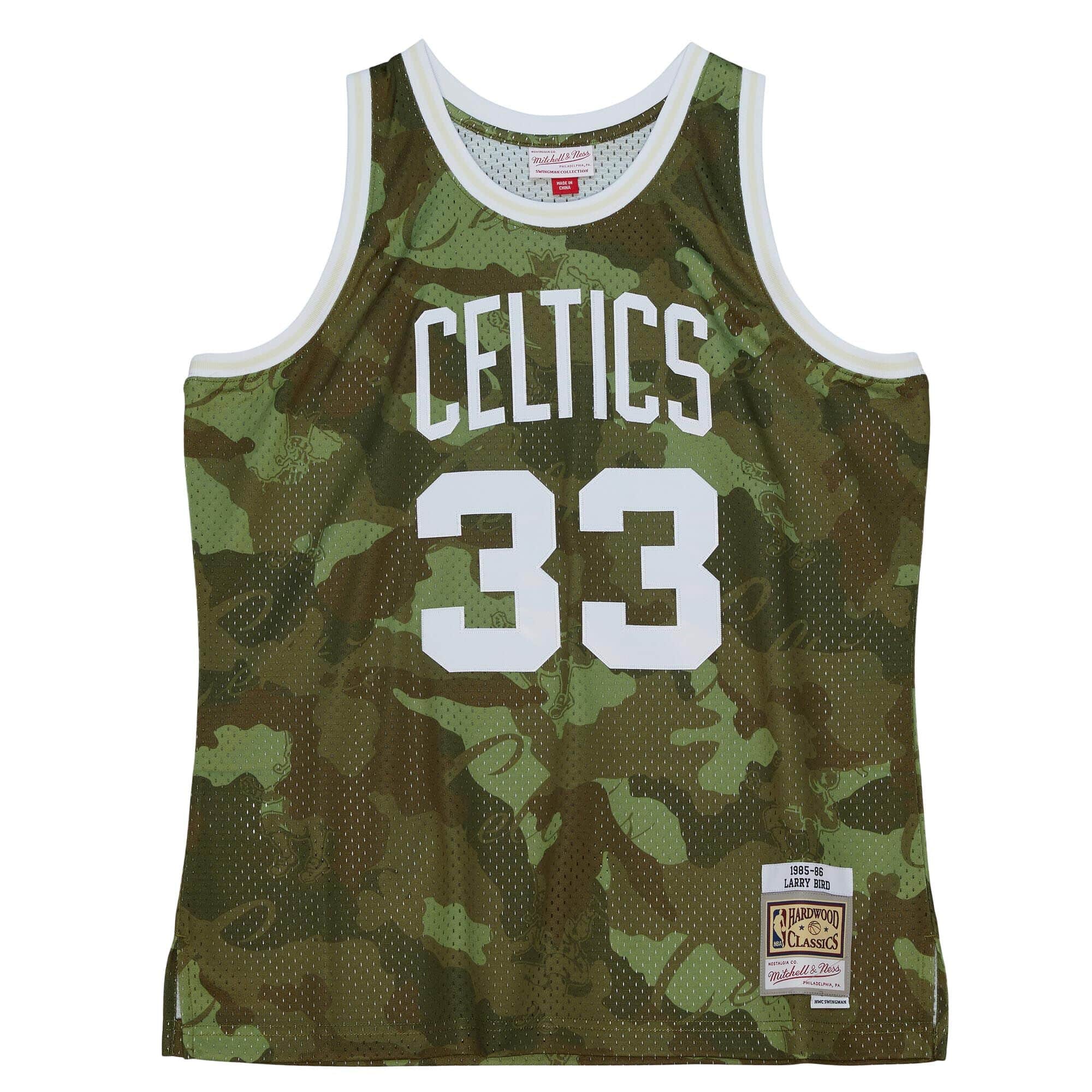 Ghost Green Camo Swingman Larry Bird Boston Celtics 1985-86 Jersey