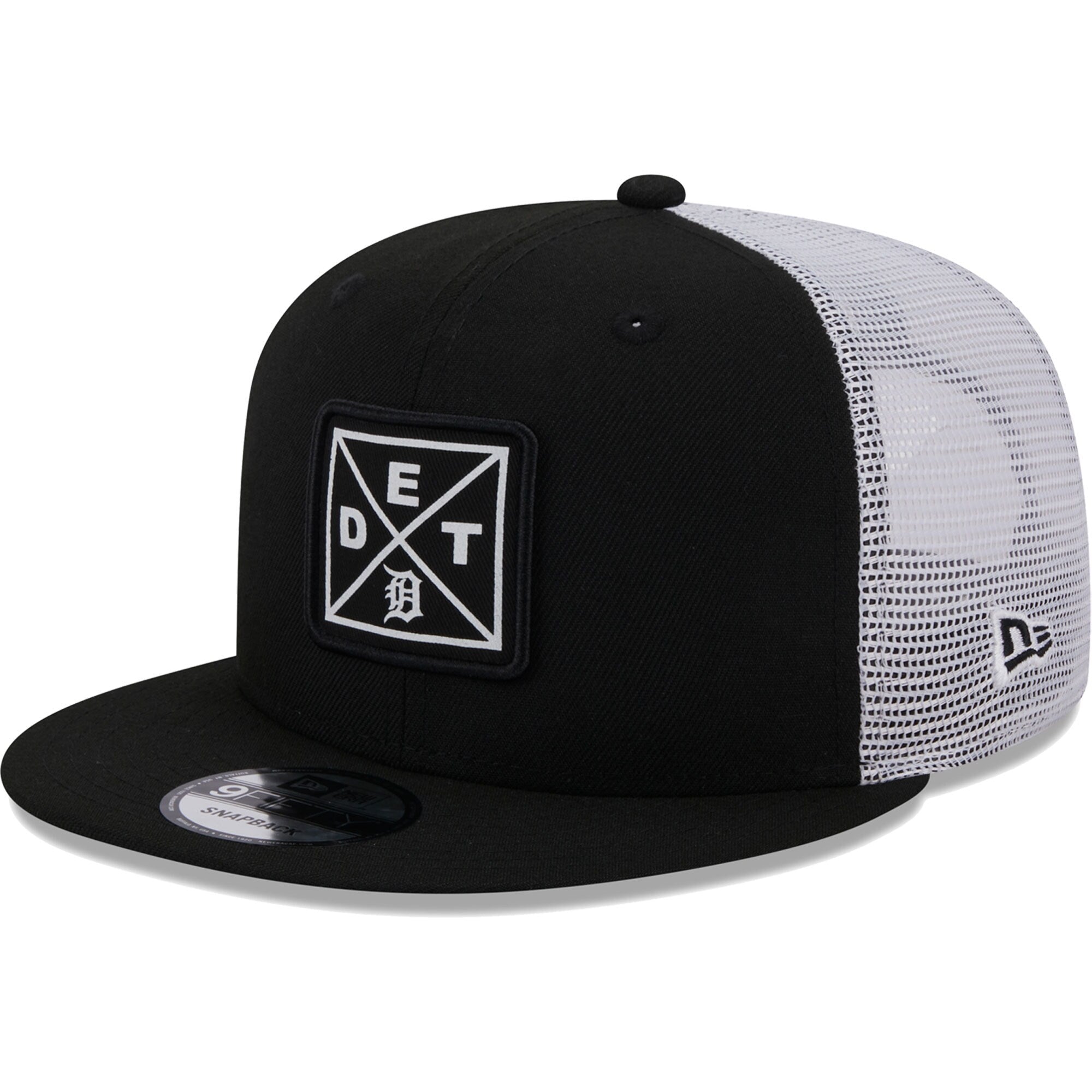 Detroit Tigers New Era Vert Squared Trucker 9FIFTY Snapback Hat - Black