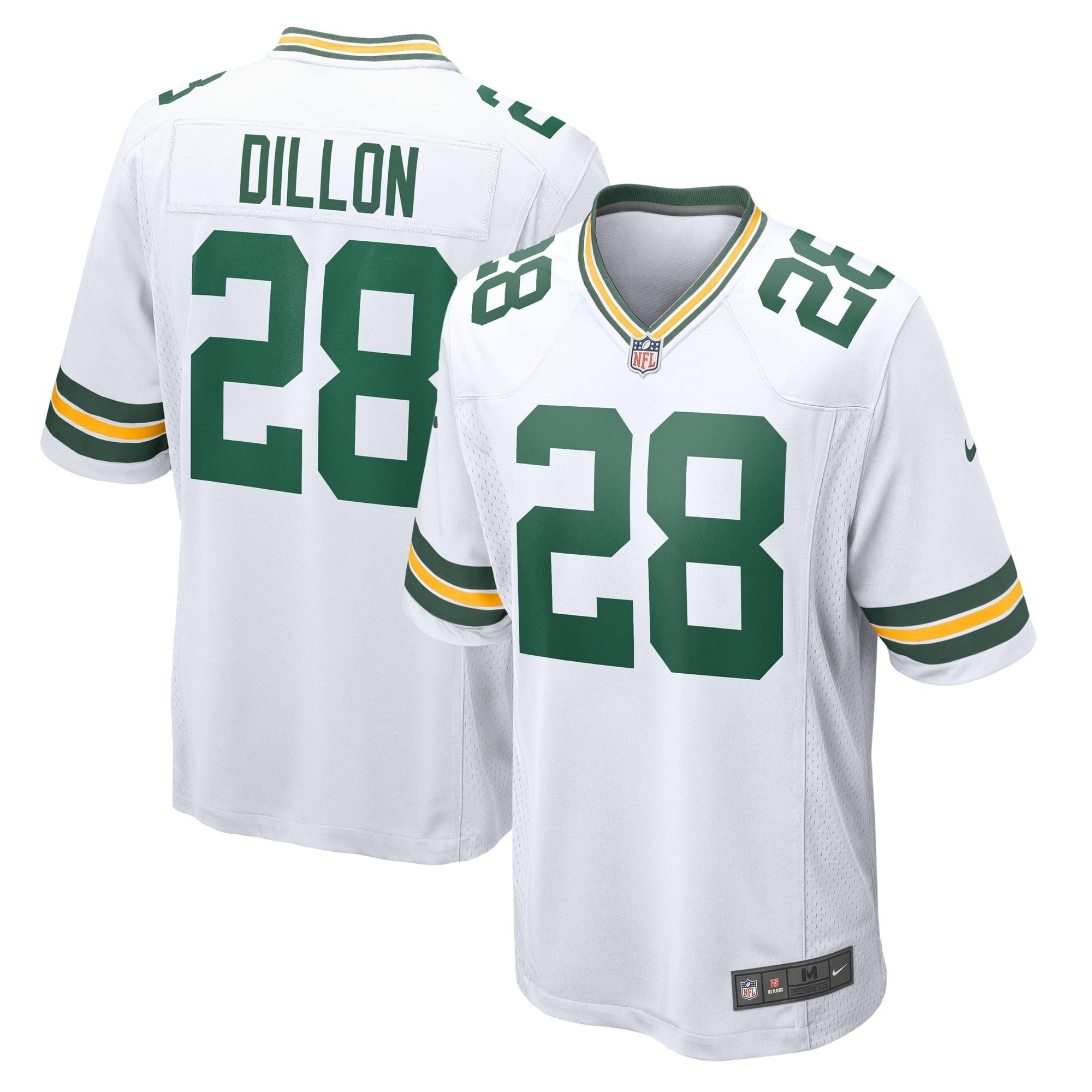 Men s Nike AJ Dillon White Green Bay Packers Game Player Jersey
