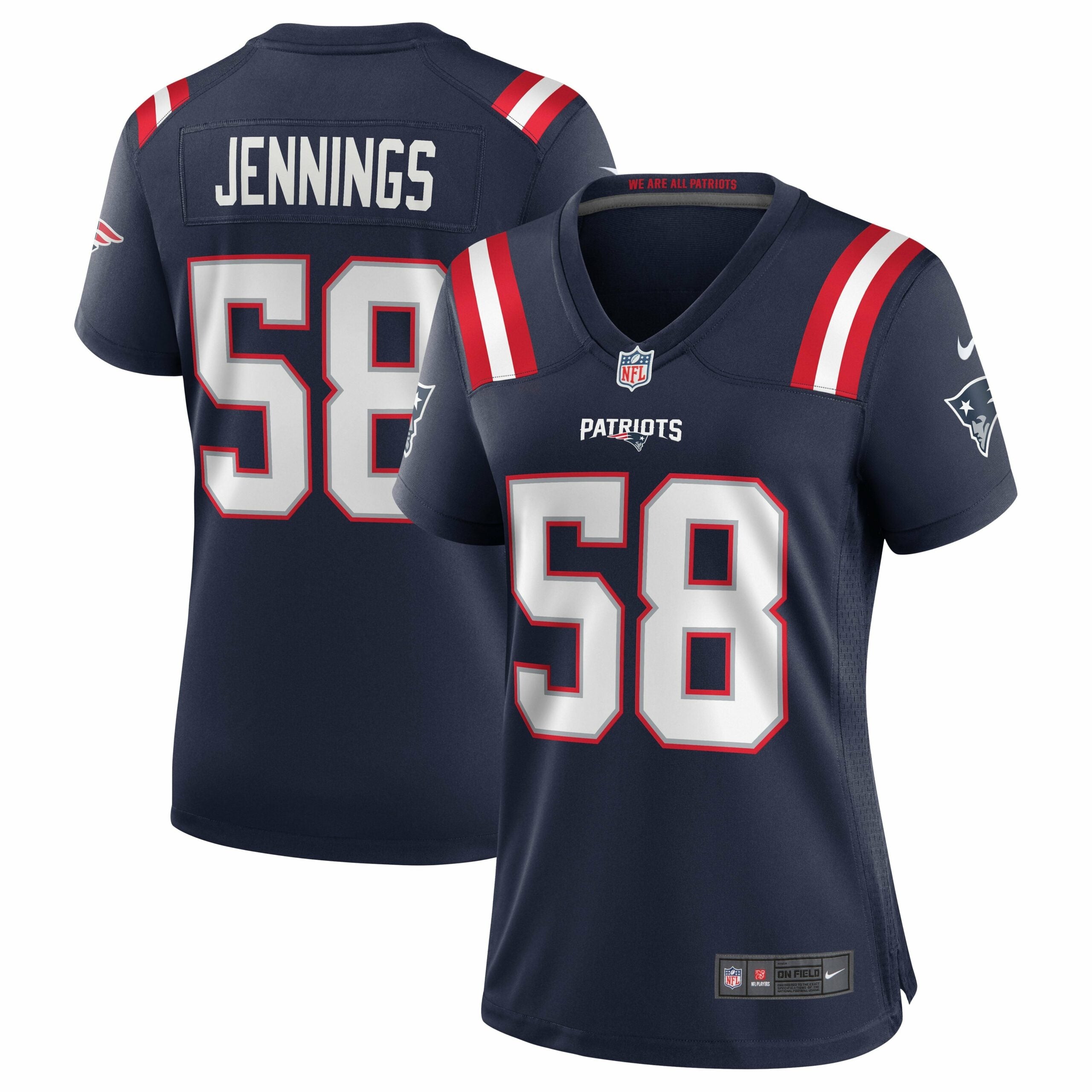 Women s Nike Anfernee Jennings Navy New England Patriots Team Game Jersey