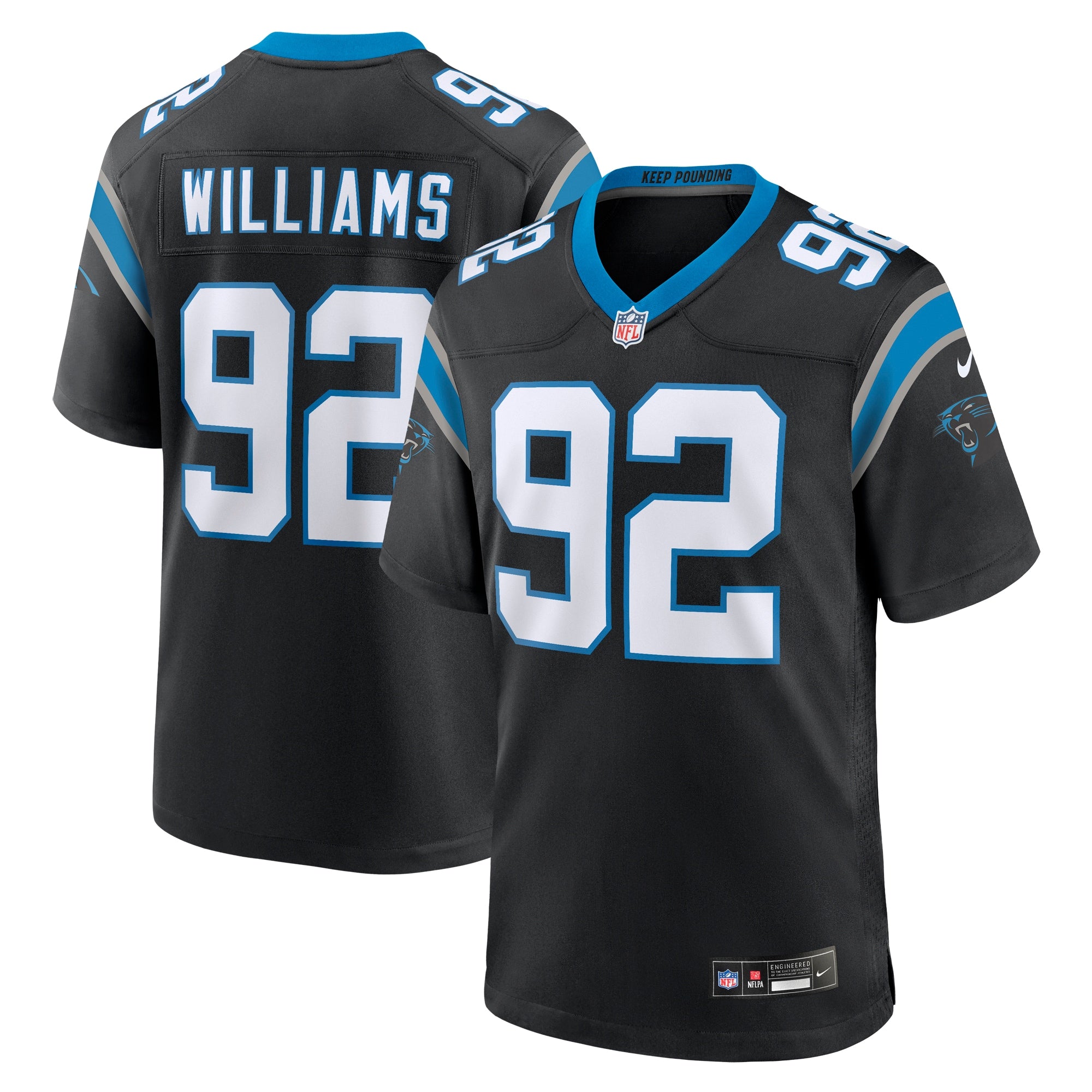 Raequan Williams Carolina Panthers Nike Team Game Jersey   Black