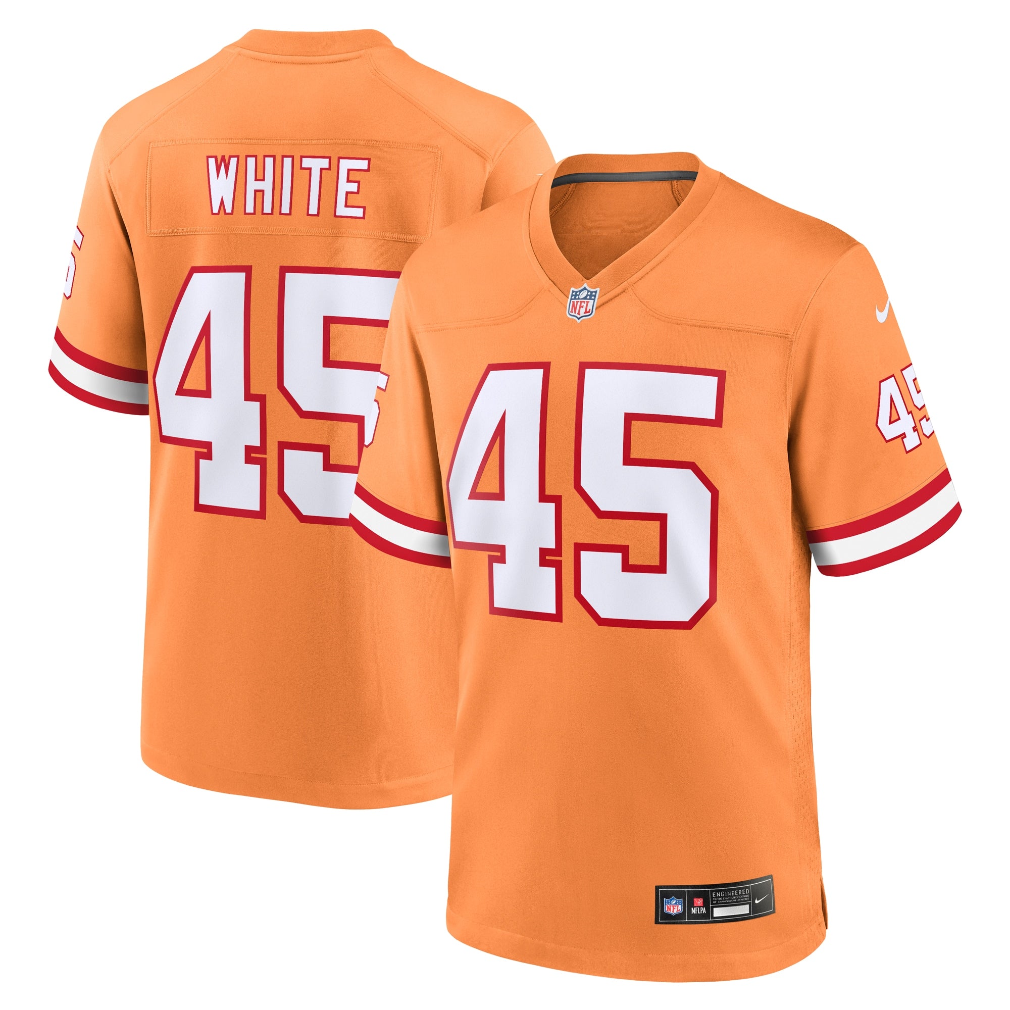 Devin White Tampa Bay Buccaneers Nike Throwback Game Jersey   Orange