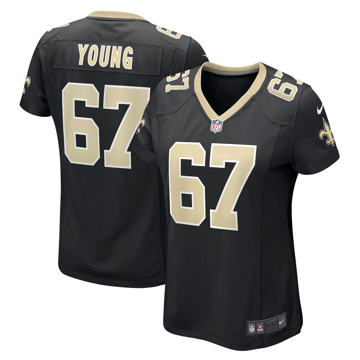 Women s Nike Landon Young Black New Orleans Saints Game Jersey