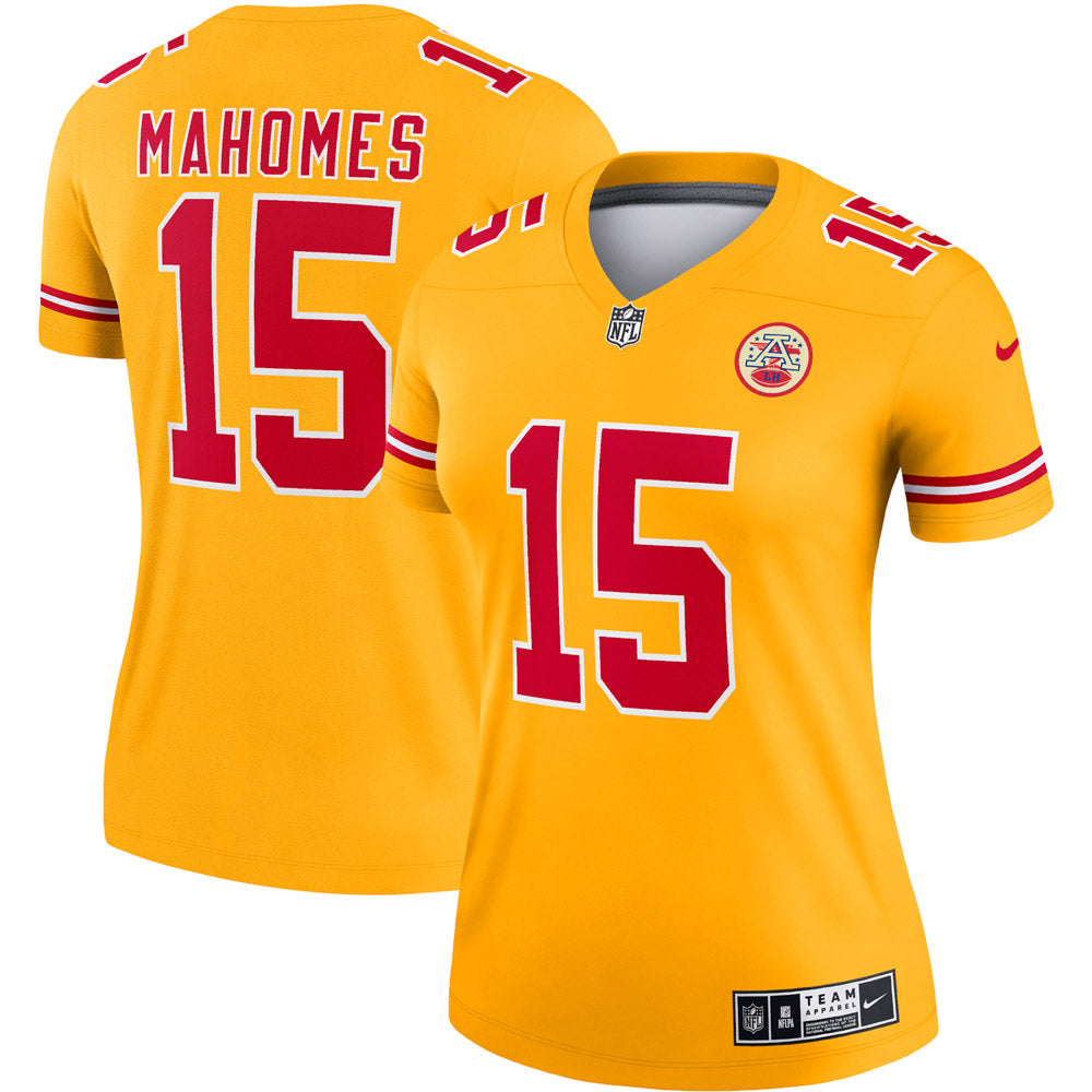 Women s Kansas City Chiefs Patrick Mahomes Inverted Legend Jersey Gold